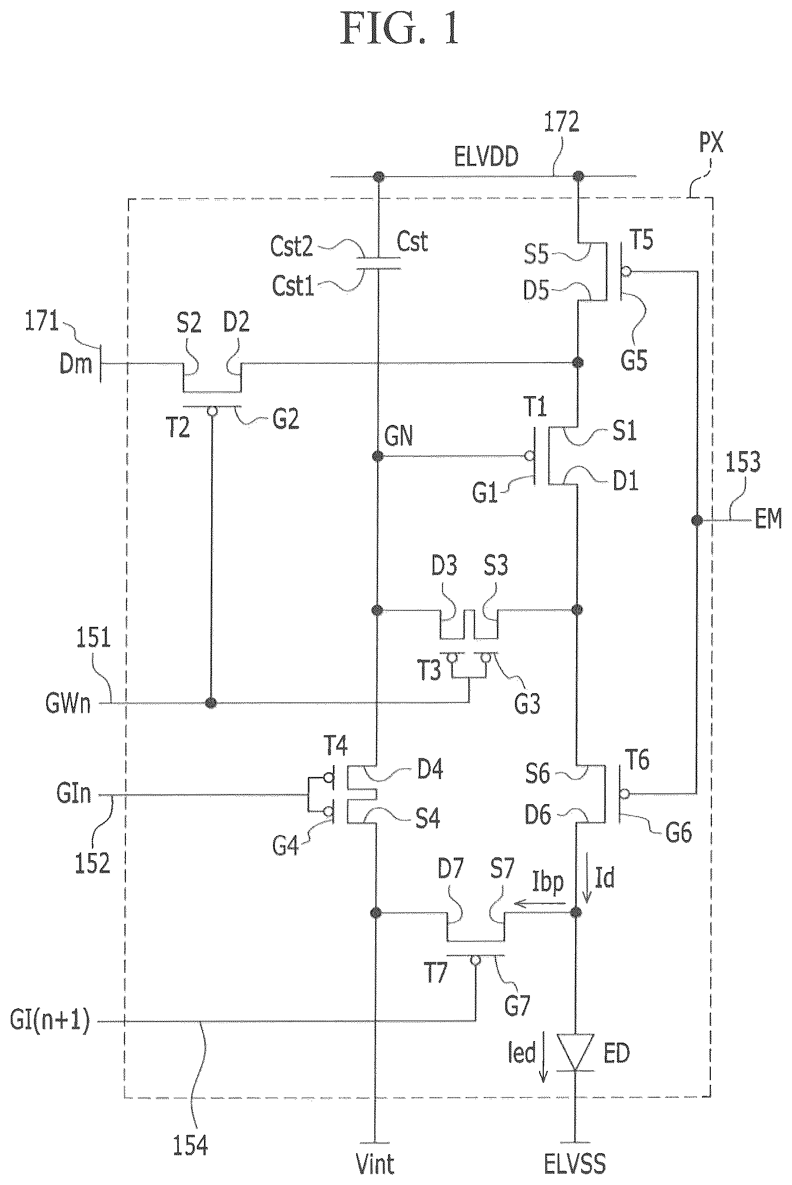 Patent US12324324 — Display device having an emission layer — Figure 1