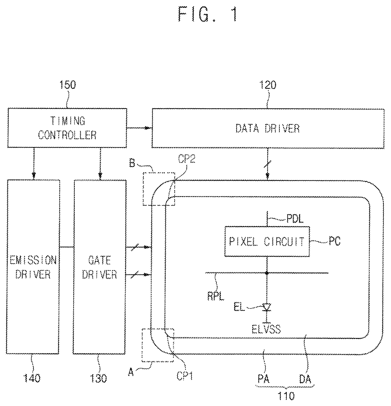 Patent US12324329 Figure 1 – Repair circuit for a display device