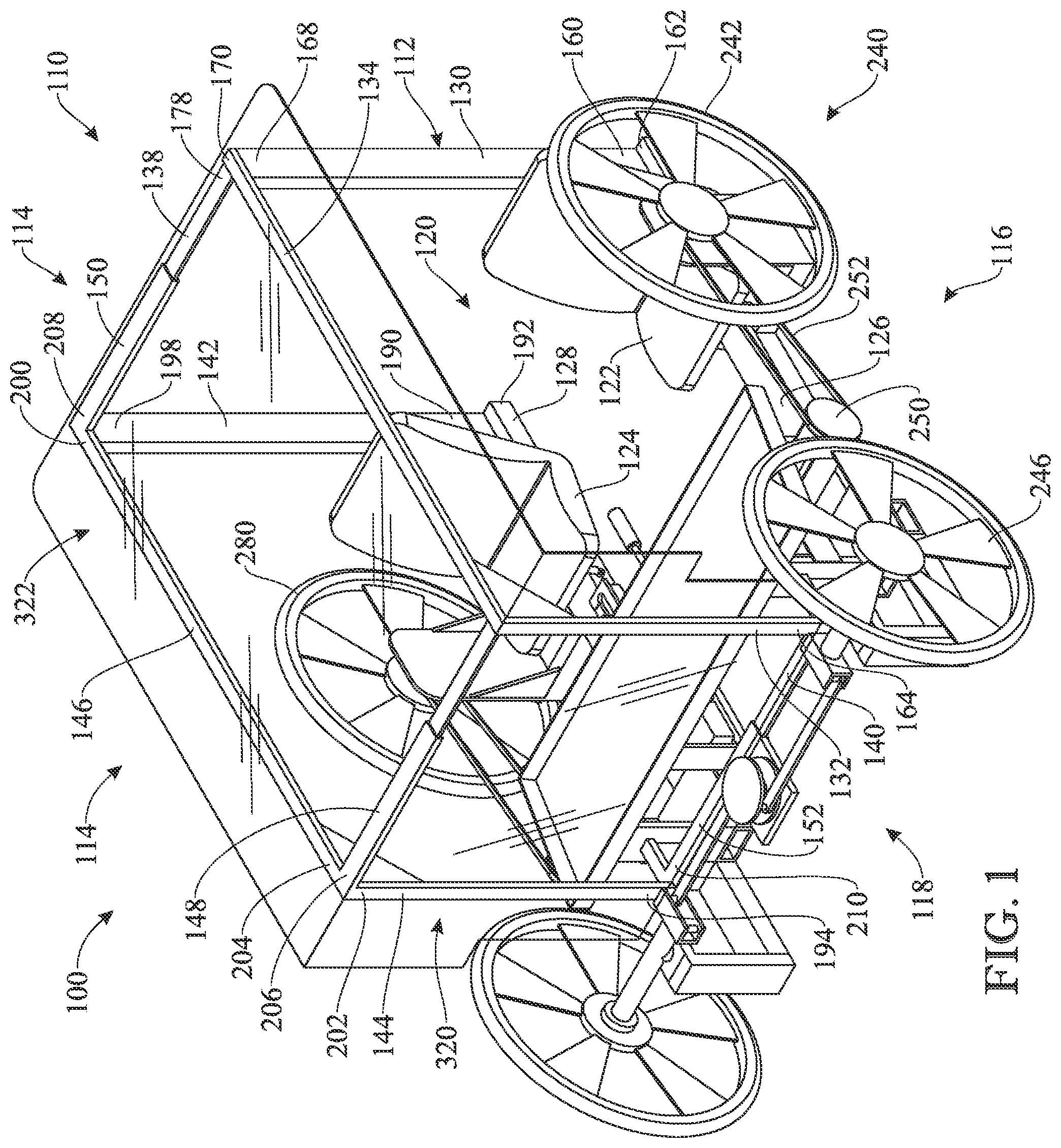 Patent US12324375 — Width adjustable harvesting apparatus and machine — Figure 1