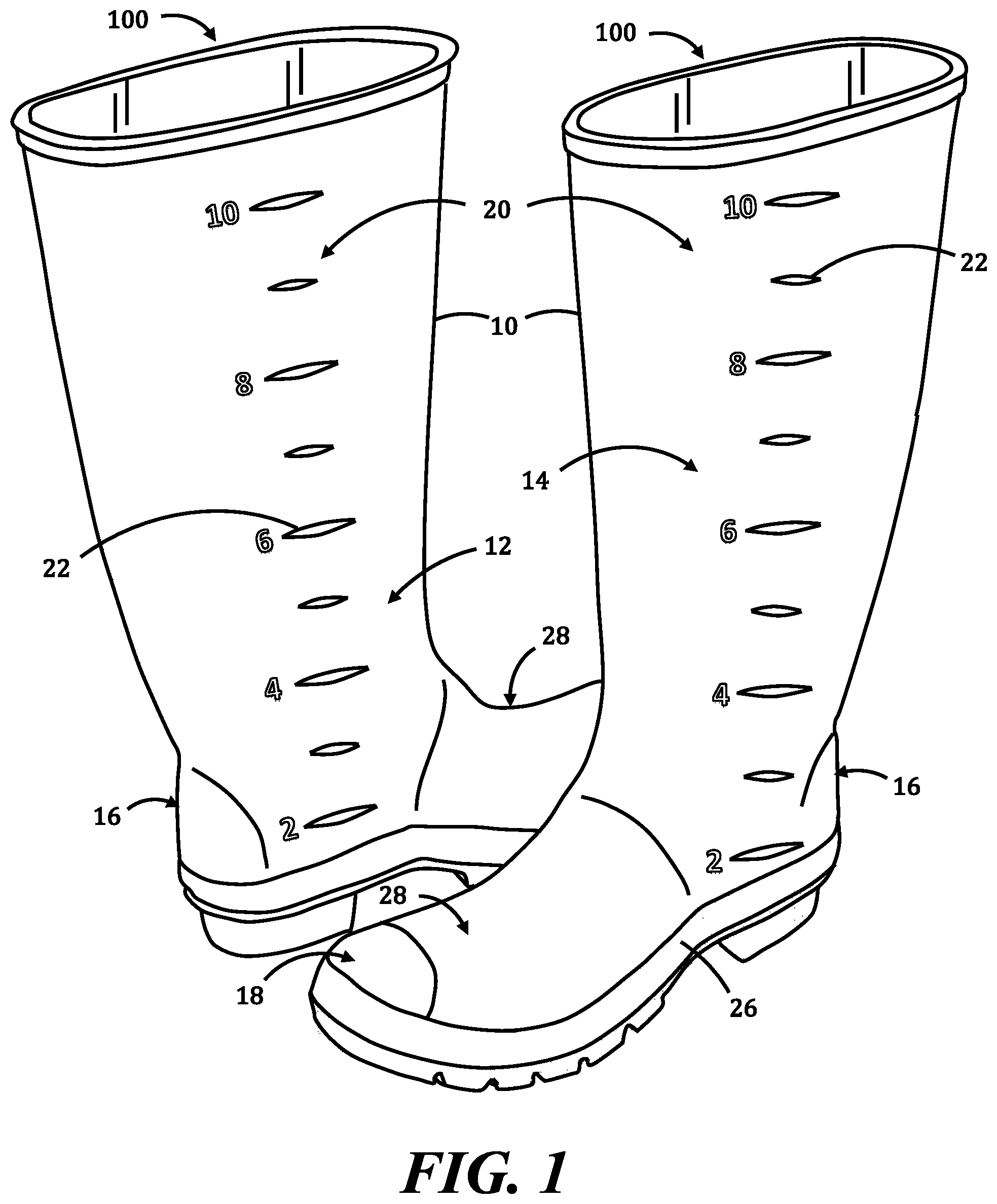 Patent US12324481 — Boot with integrated ruler — Figure 1