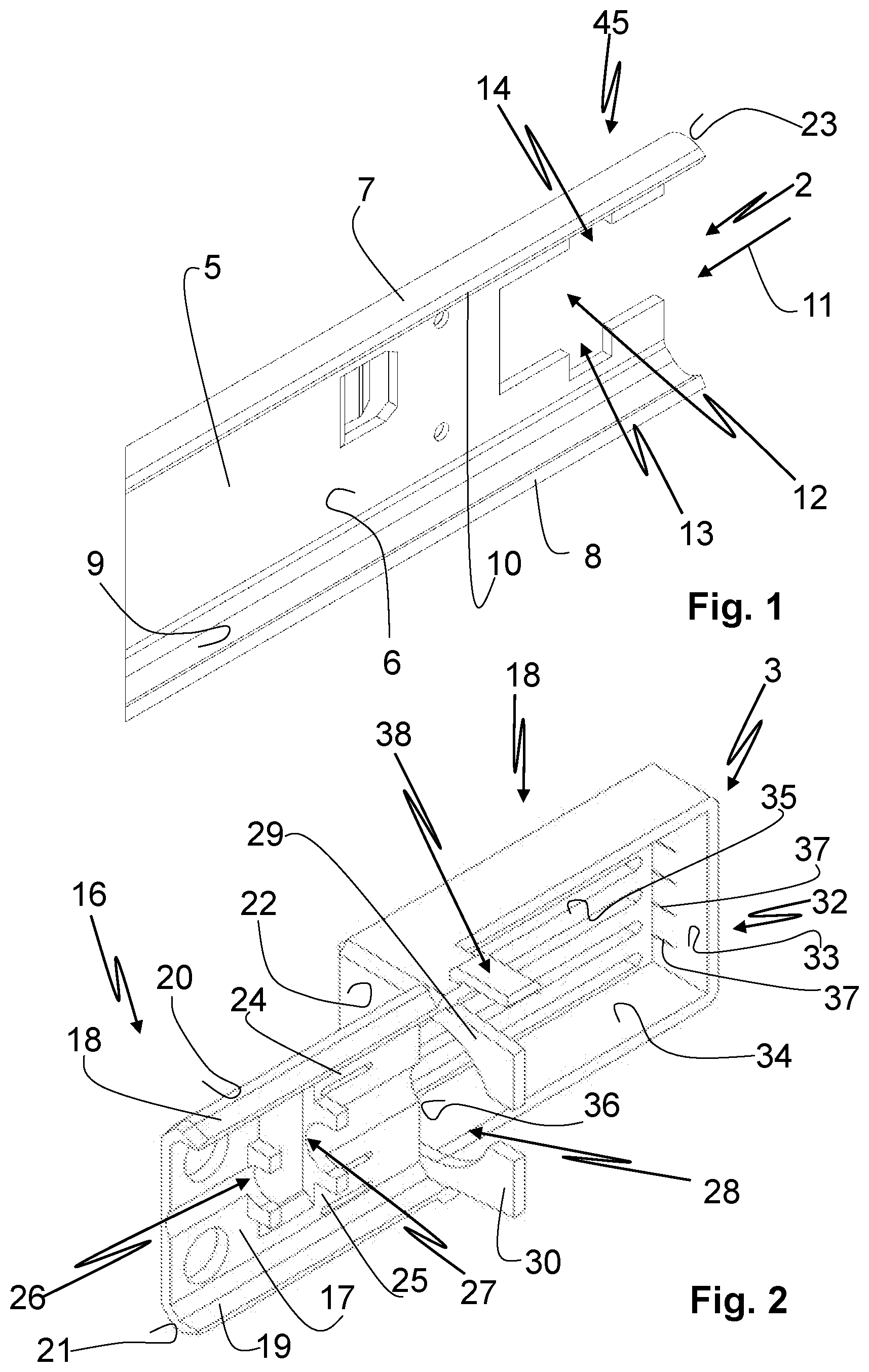 Patent US12324513 — Drive adapter for tool-free mounting of a drive element on a rail element of a guide system — Figure 1