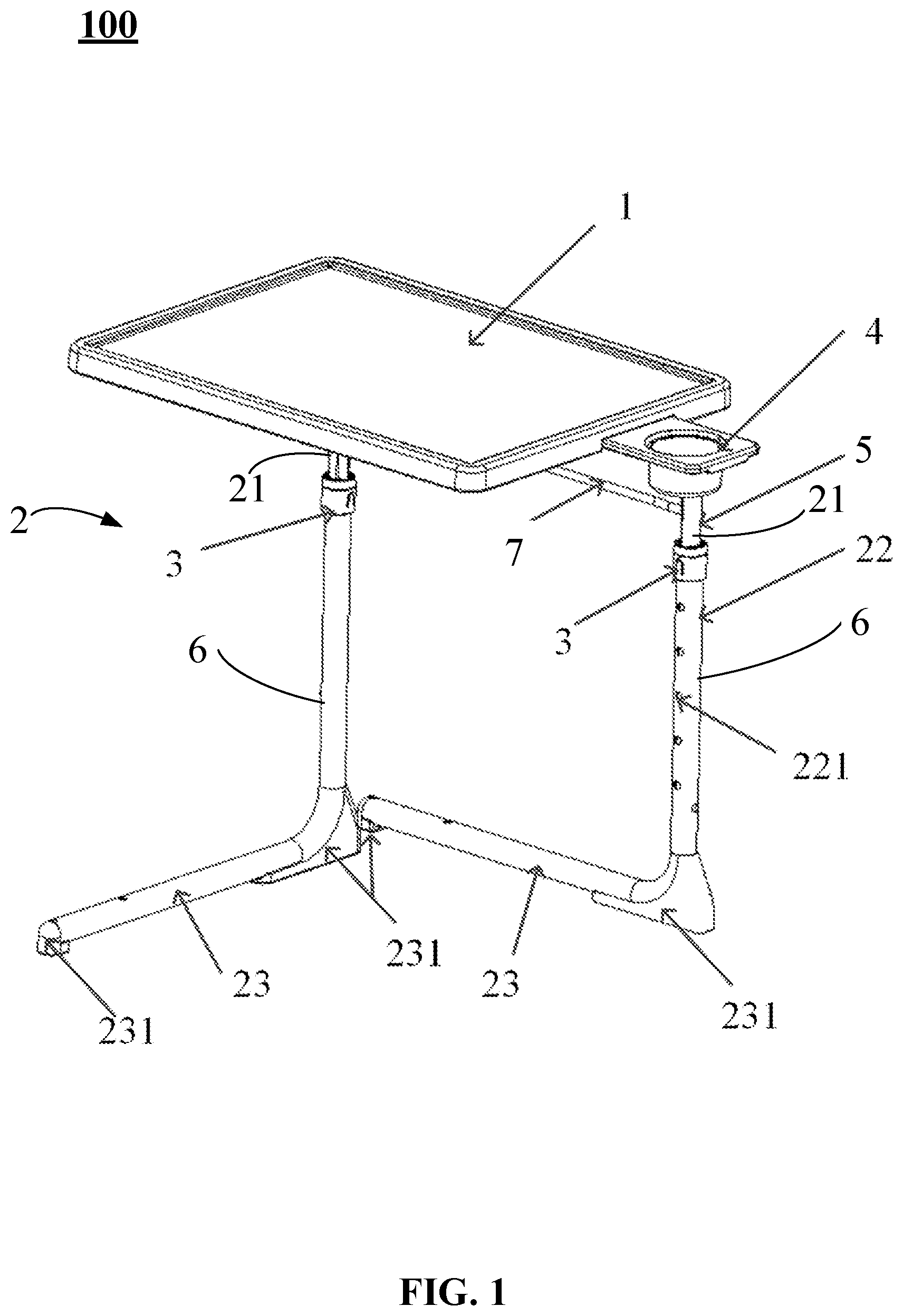 Patent US12324517 — Foldable table with leg rotation limiting structure — Figure 1