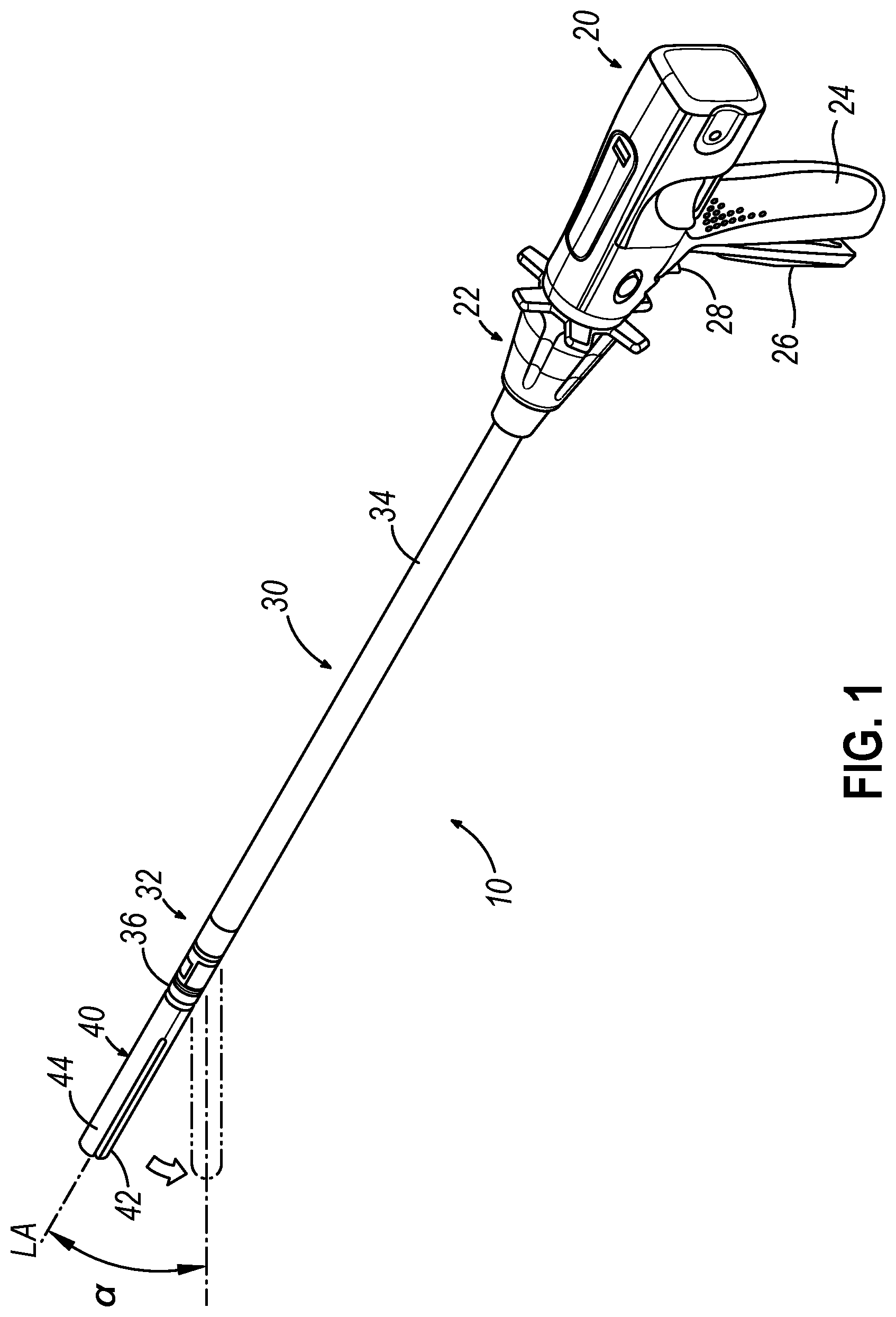 Patent US12324583 — Incompatible staple cartridge use prevention features for surgical stapler — Figure 1