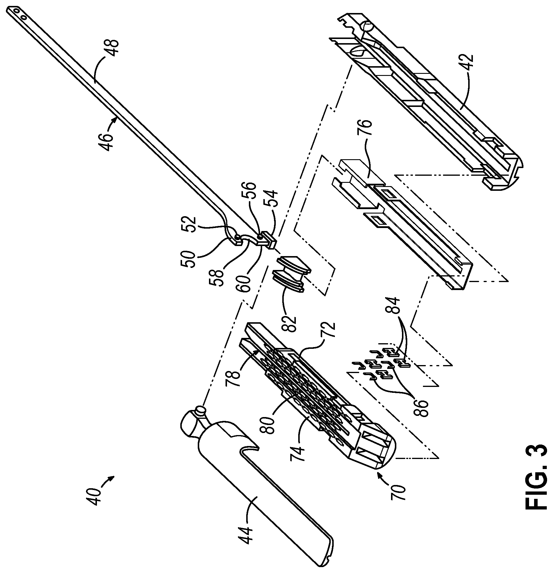 Patent US12324583 Figure 3 – Incompatible staple cartridge use prevention features for surgical stapler