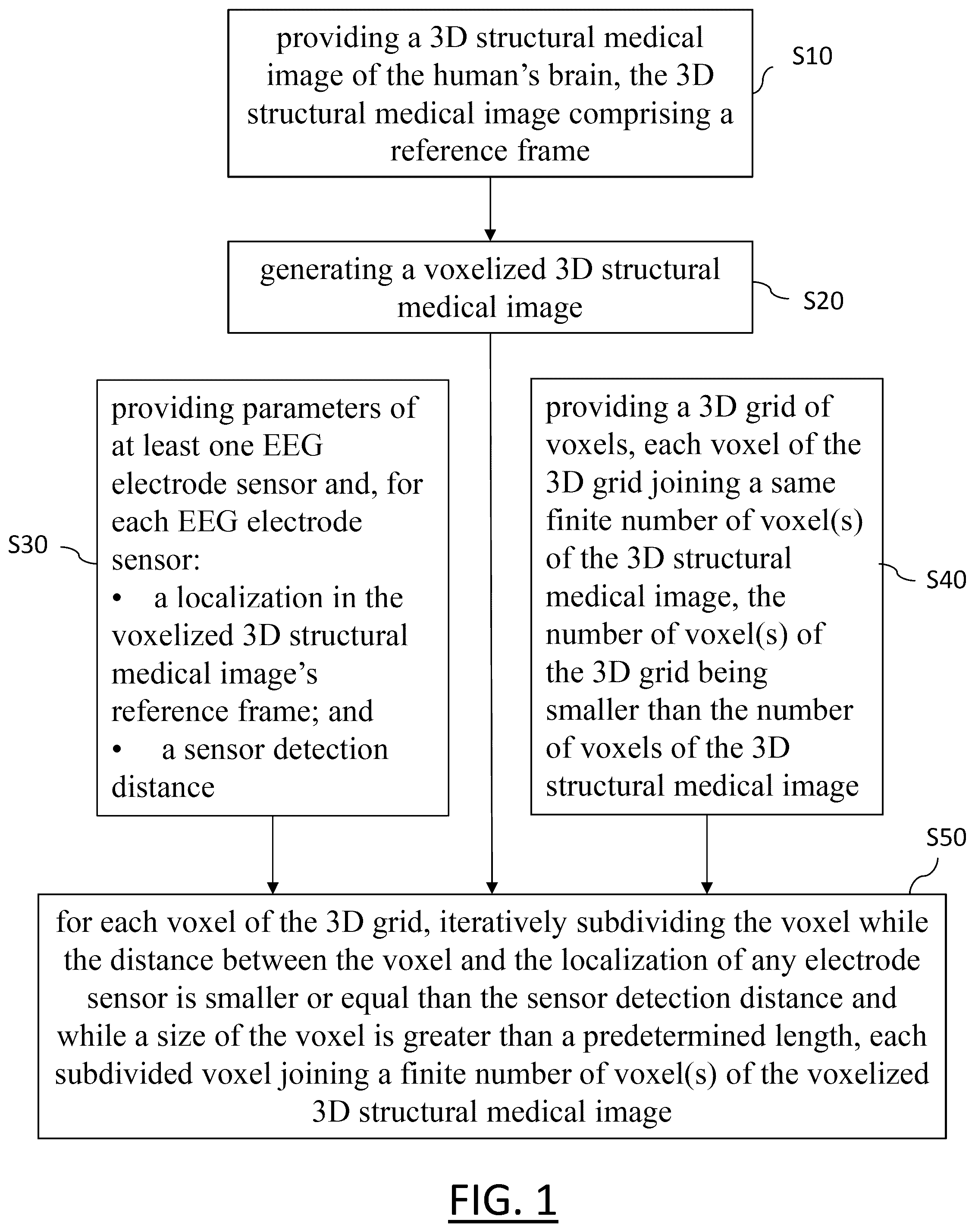 Patent US12324674 — Voxelization of a 3D structural medical image of a human's brain — Figure 1