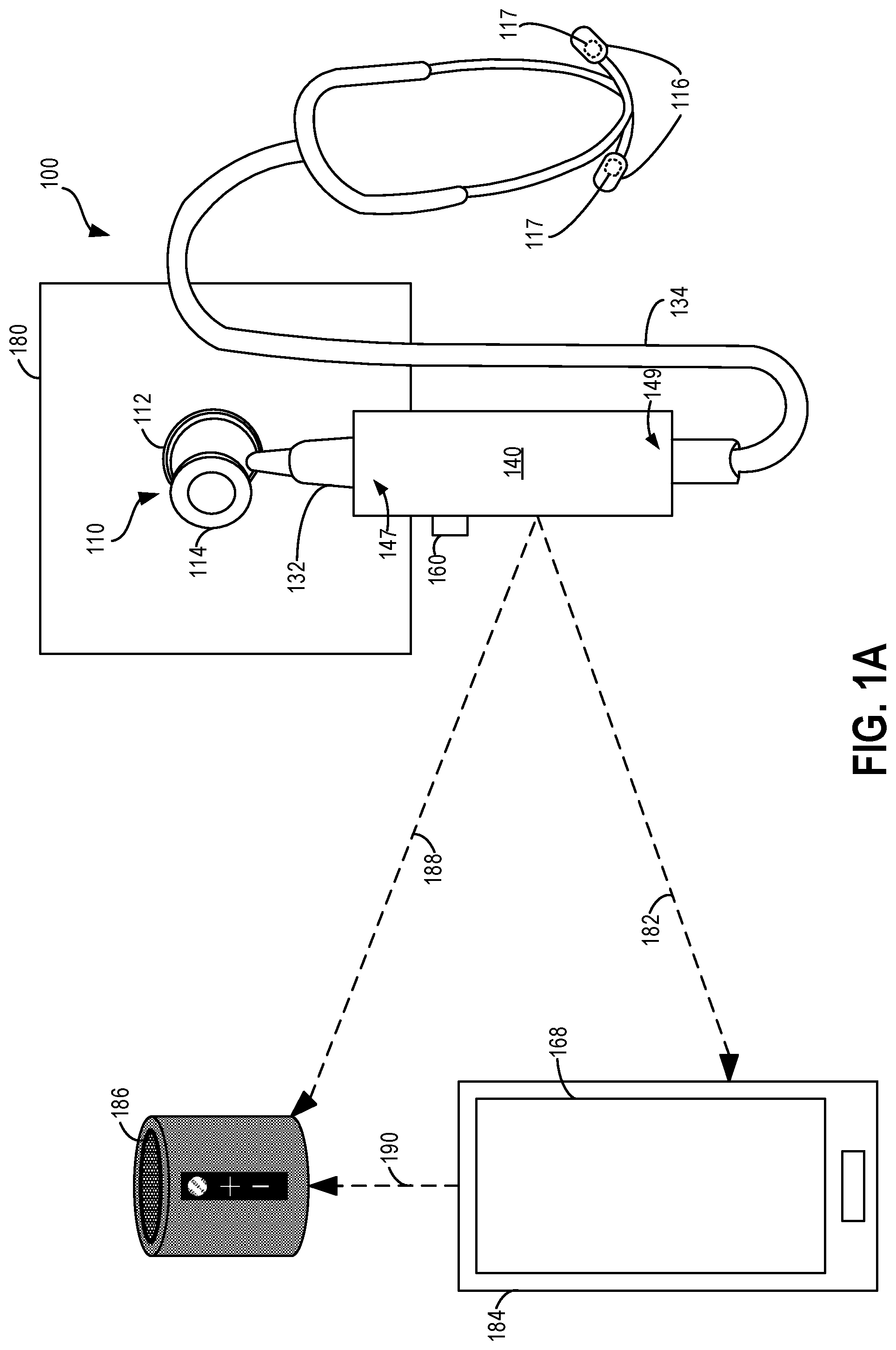 Patent US12324699 — Systems and methods for electronic stethoscope wireless auscultation — Figure 1