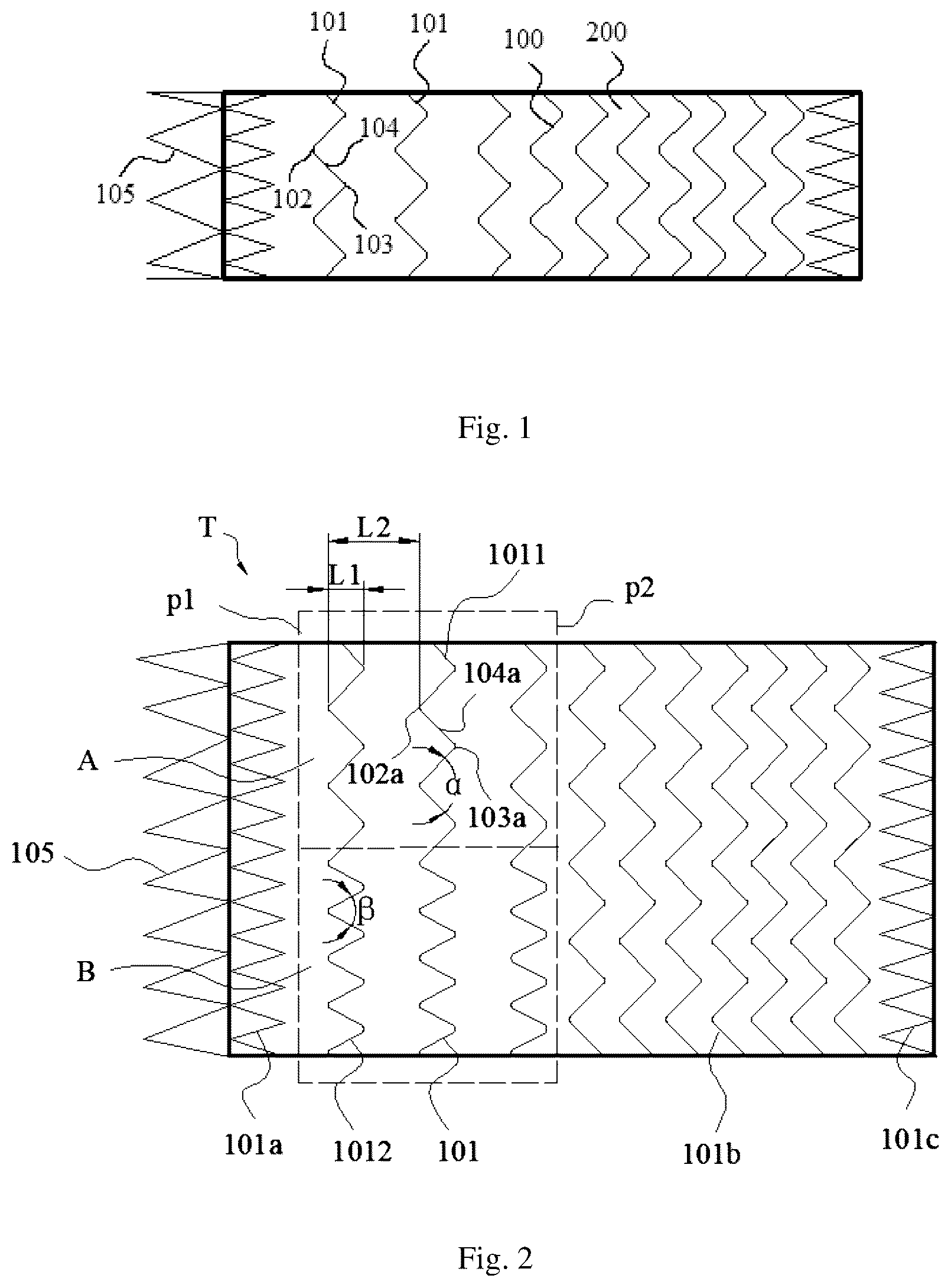 Patent US12324735 — Stent graft with variable coverage of wavy rings — Figure 1