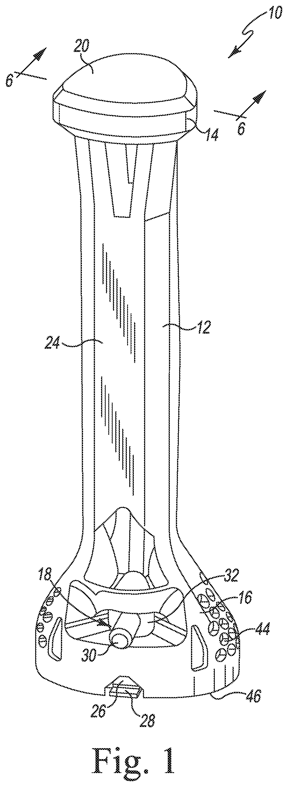 Patent US12324749 — Impaction handle for implanting a tibial tray of an orthopaedic knee prosthesis and associated method of making the same — Figure 1