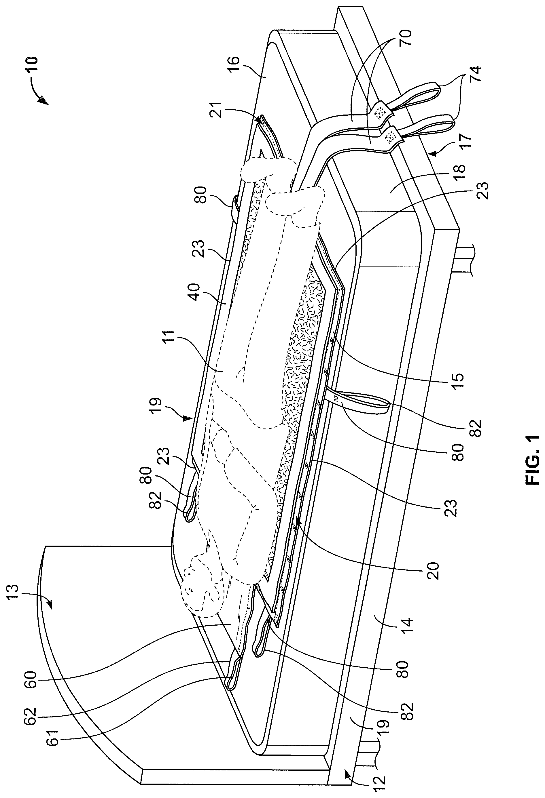 Patent US12324778 — Apparatus and system for lifting, moving, turning, and positioning a patient — Figure 1