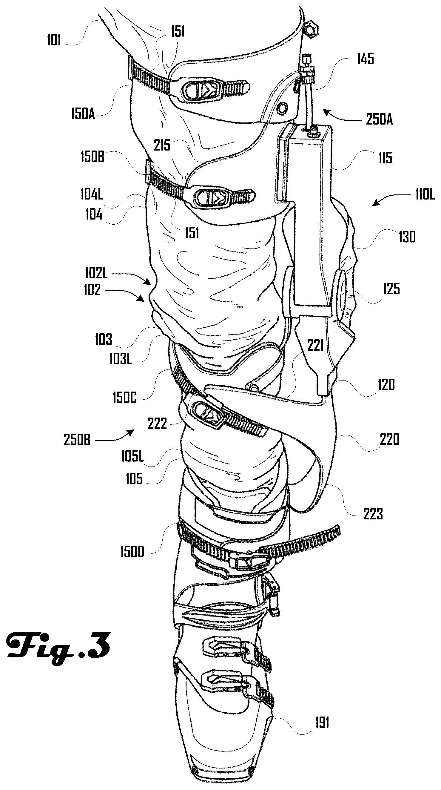 Patent US12324780 Figure 3 – Powered device to benefit a wearer during skiing