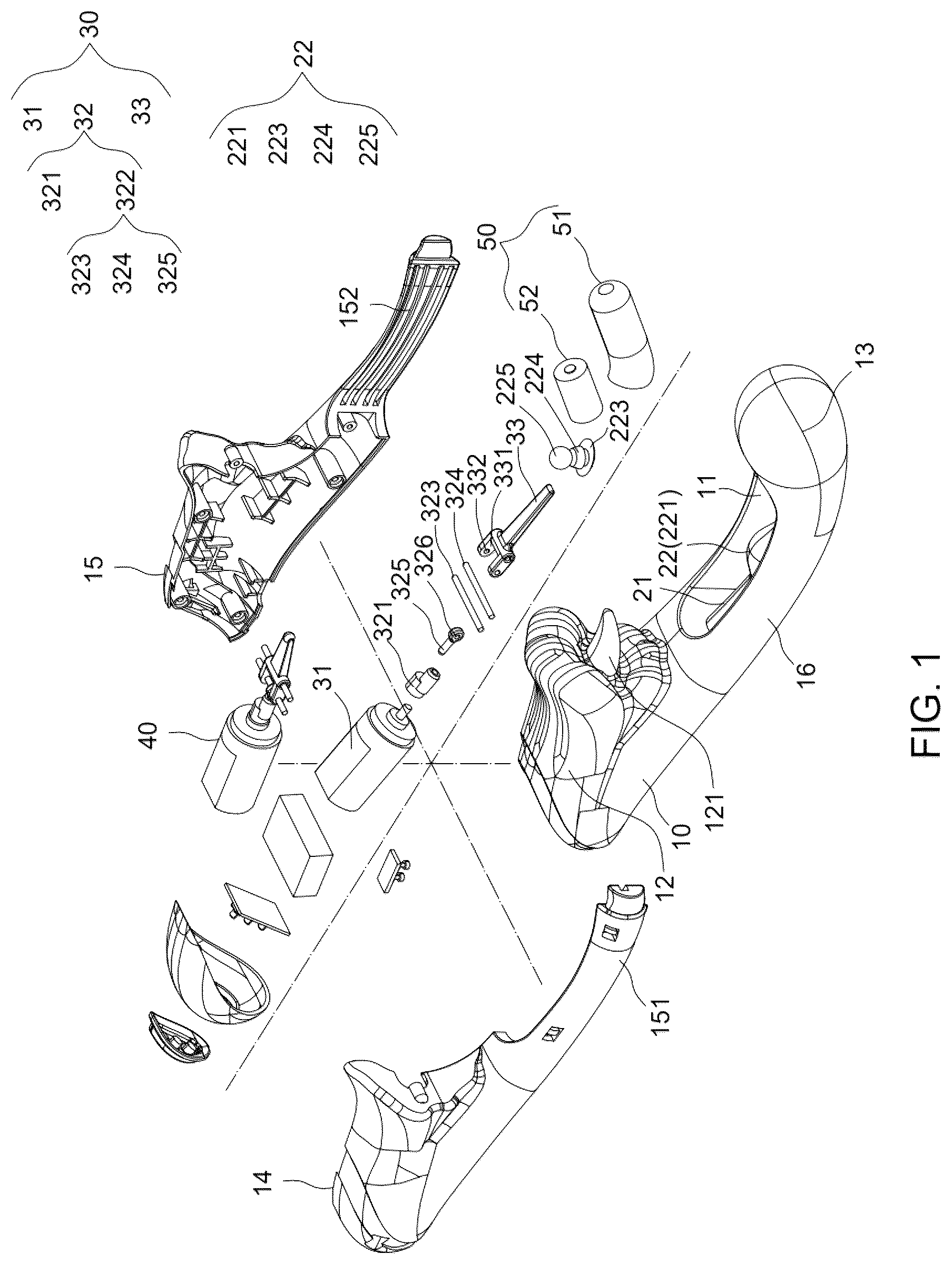 Patent US12324785 — Massage tool with patting structure — Figure 1