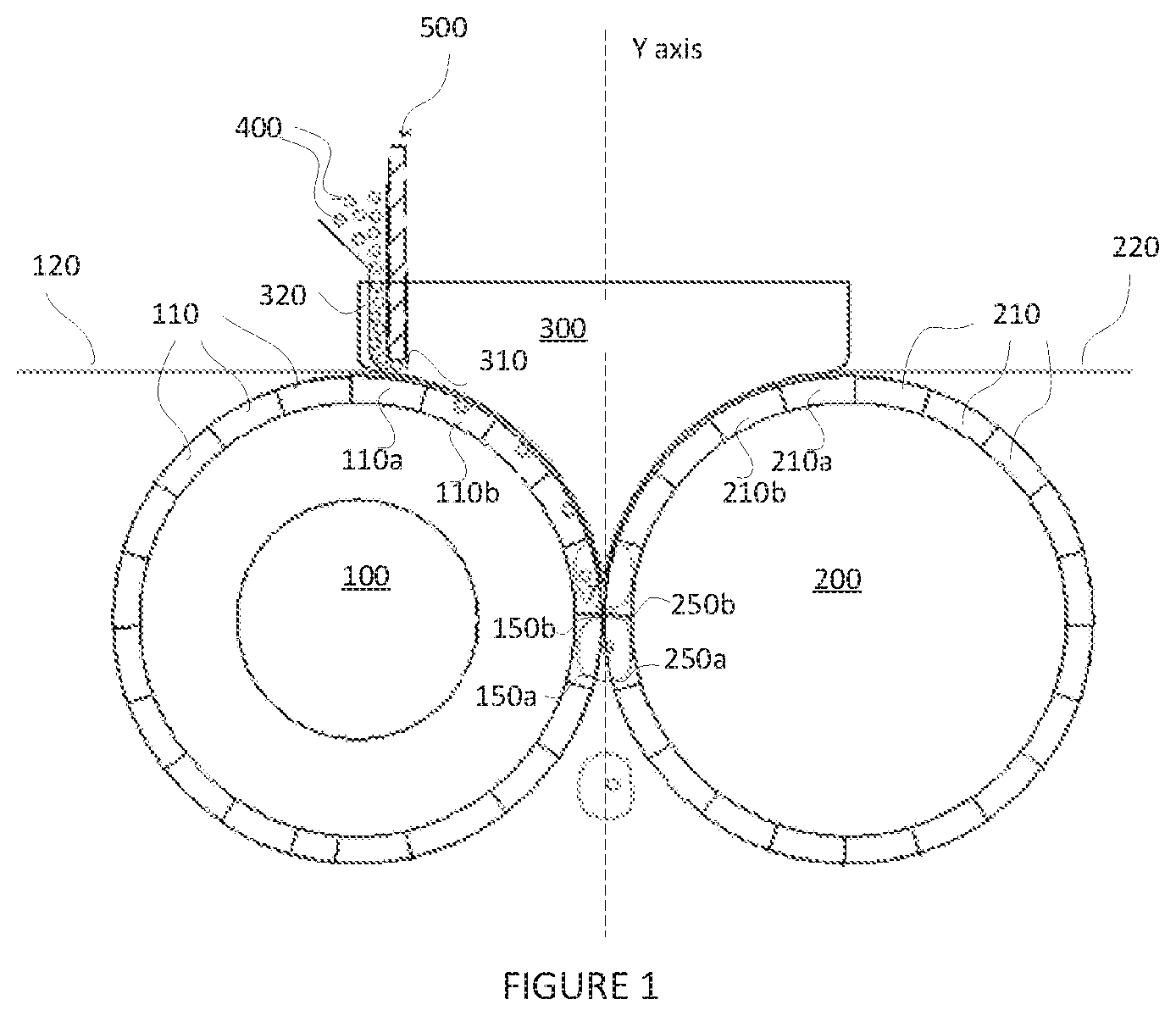 Patent US12324857 — Apparatus and process for secondary encapsulation of solid inclusions using the rotary die process — Figure 1