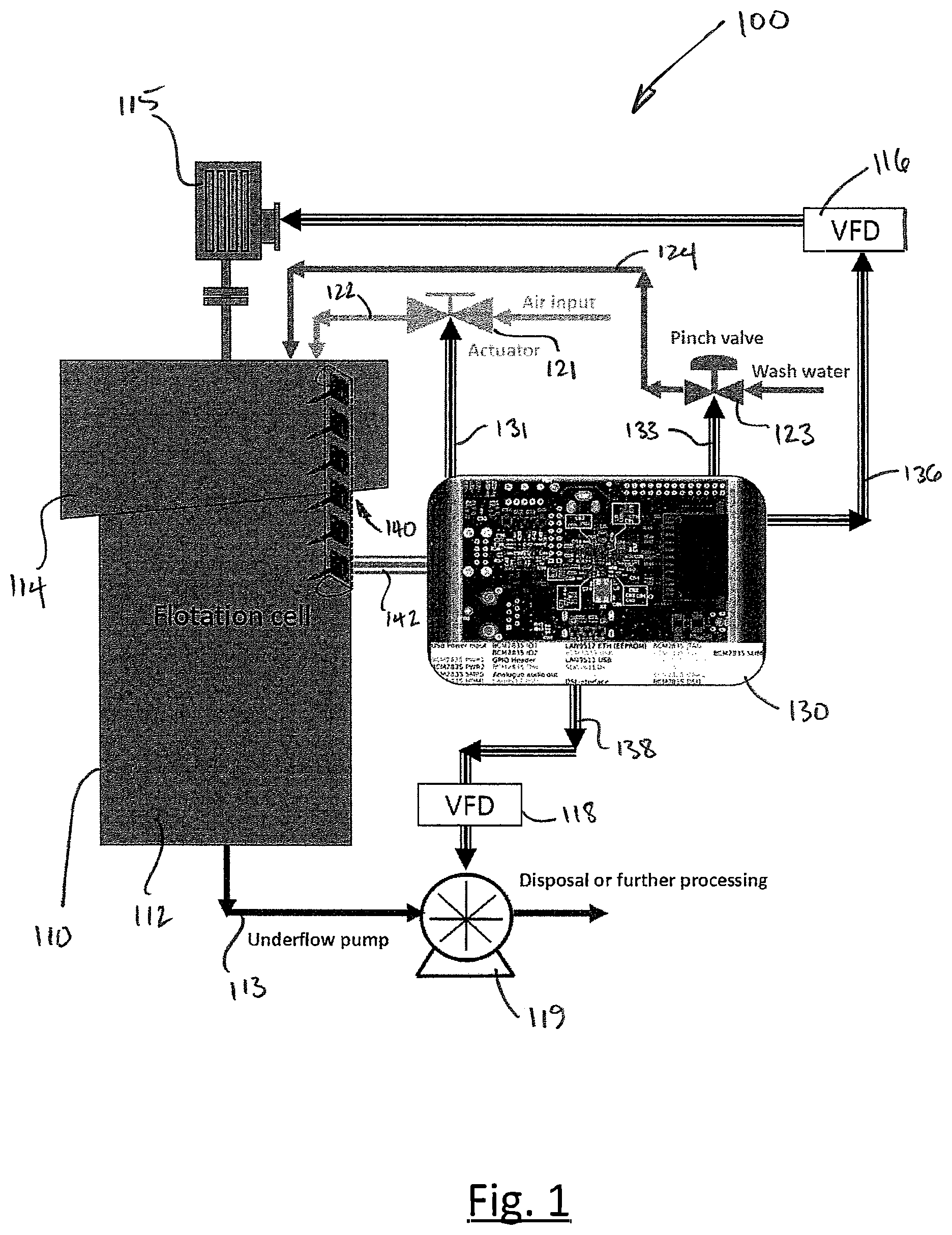 Patent US12325032 — Interface detection device and system for dispersed multi-phase fluids — Figure 1