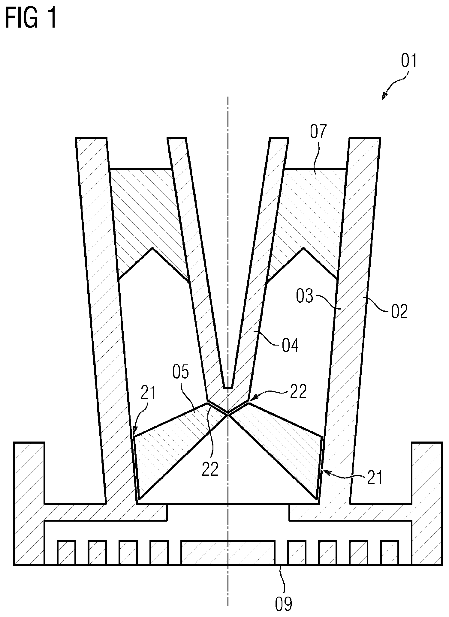 Patent US12325069 — Additively manufactured component having a support structure and method for manufacturing a component of this type — Figure 1