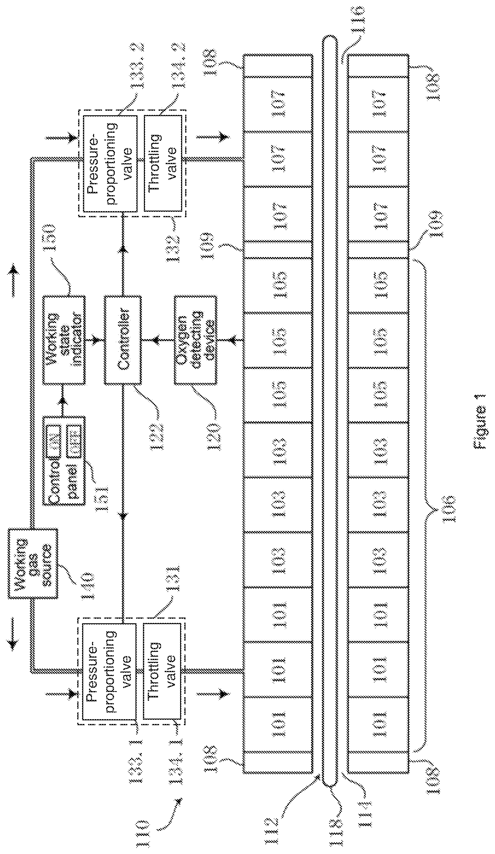 Patent US12325089 — Gas control system and method for a reflow soldering furnace — Figure 1