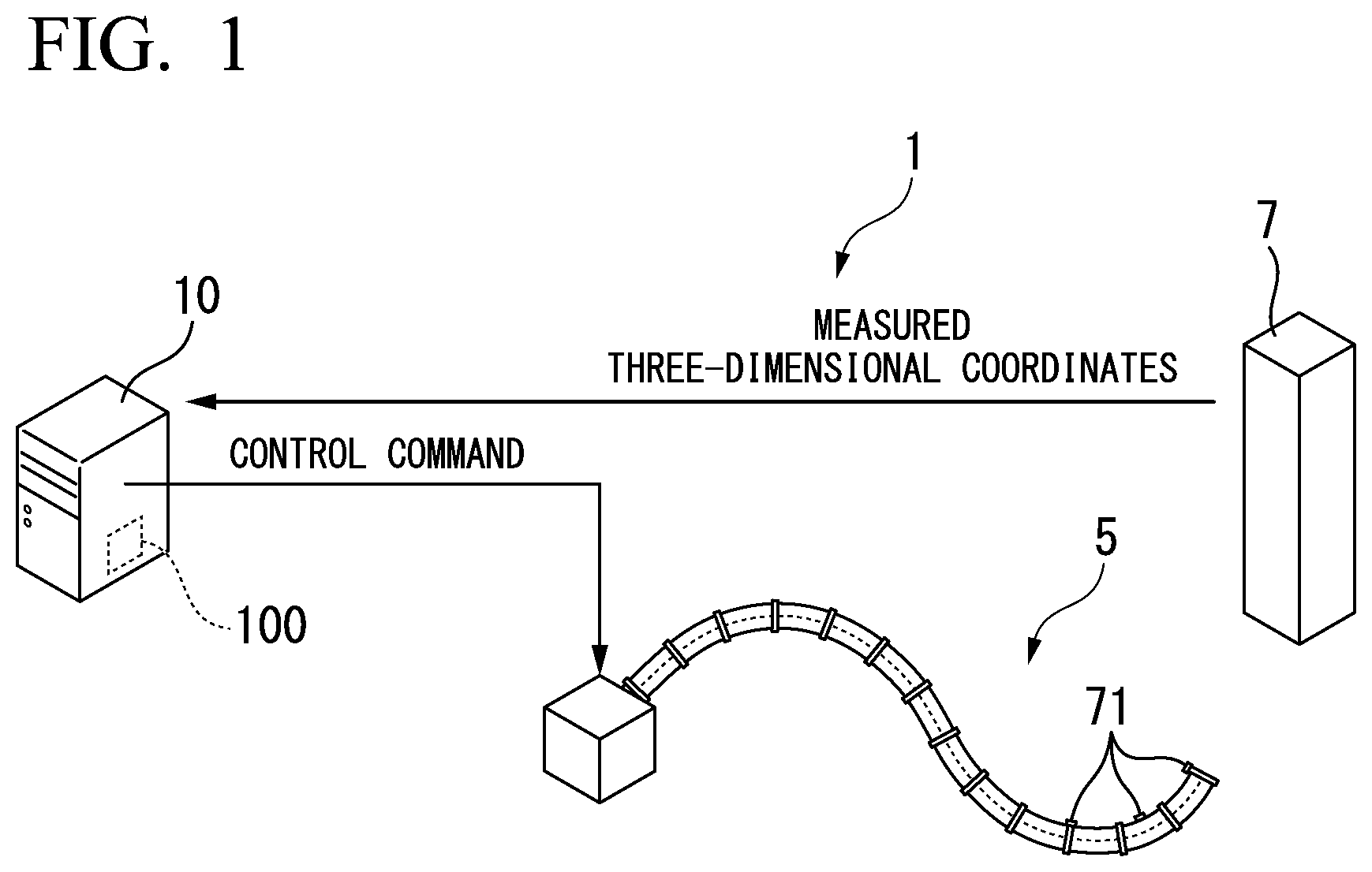 Patent US12325122 — Control device, inspection system, control method, and non-transitory computer-readable medium — Figure 1