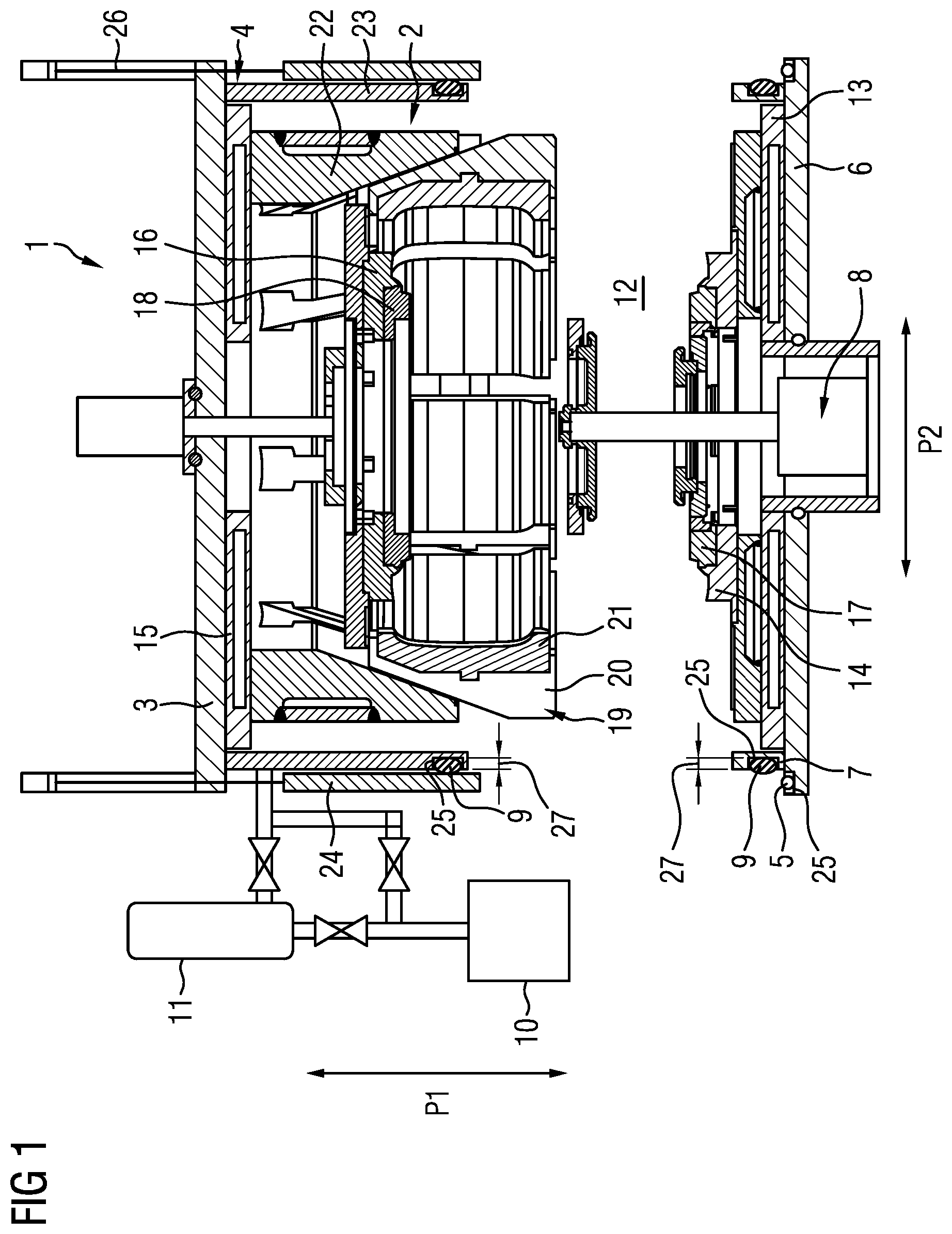 Patent US12325203 — Heating press and method for vulcanizing a vehicle tire in said heating press under vacuum — Figure 1