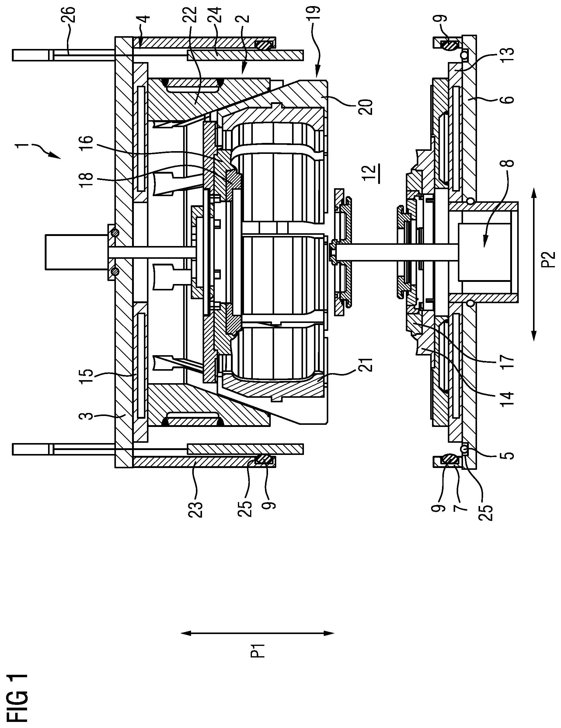 Patent US12325204 — Heating press and method for vulcanizing a vehicle tire in said heating press under vacuum — Figure 1