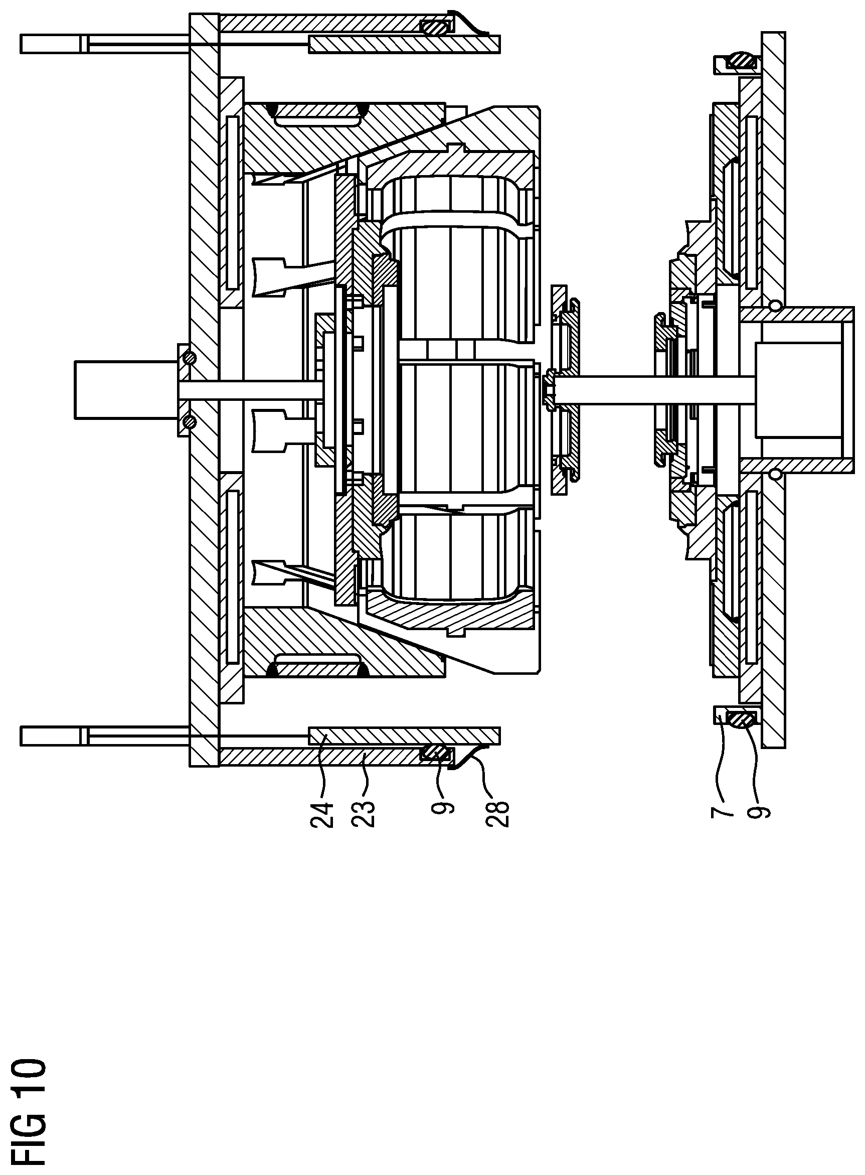 Patent US12325204 Figure 10 – Heating press and method for vulcanizing a vehicle tire in said heating press under vacuum