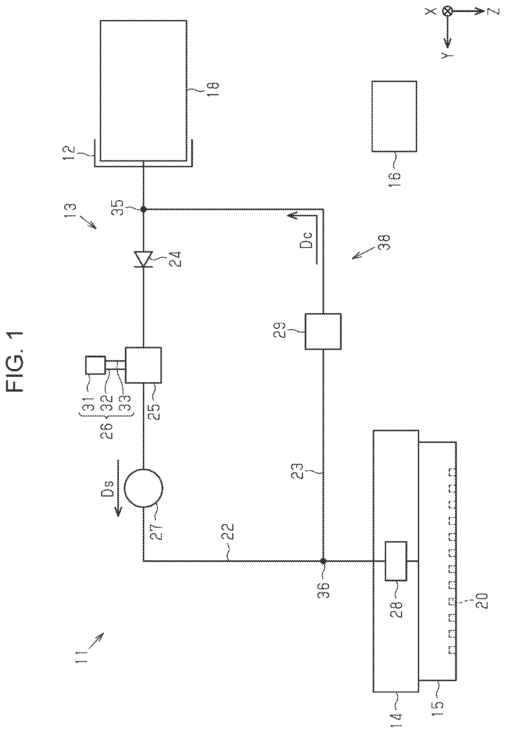 Patent US12325247 — Liquid reservoir, liquid ejecting apparatus, and method for controlling liquid ejecting apparatus — Figure 1