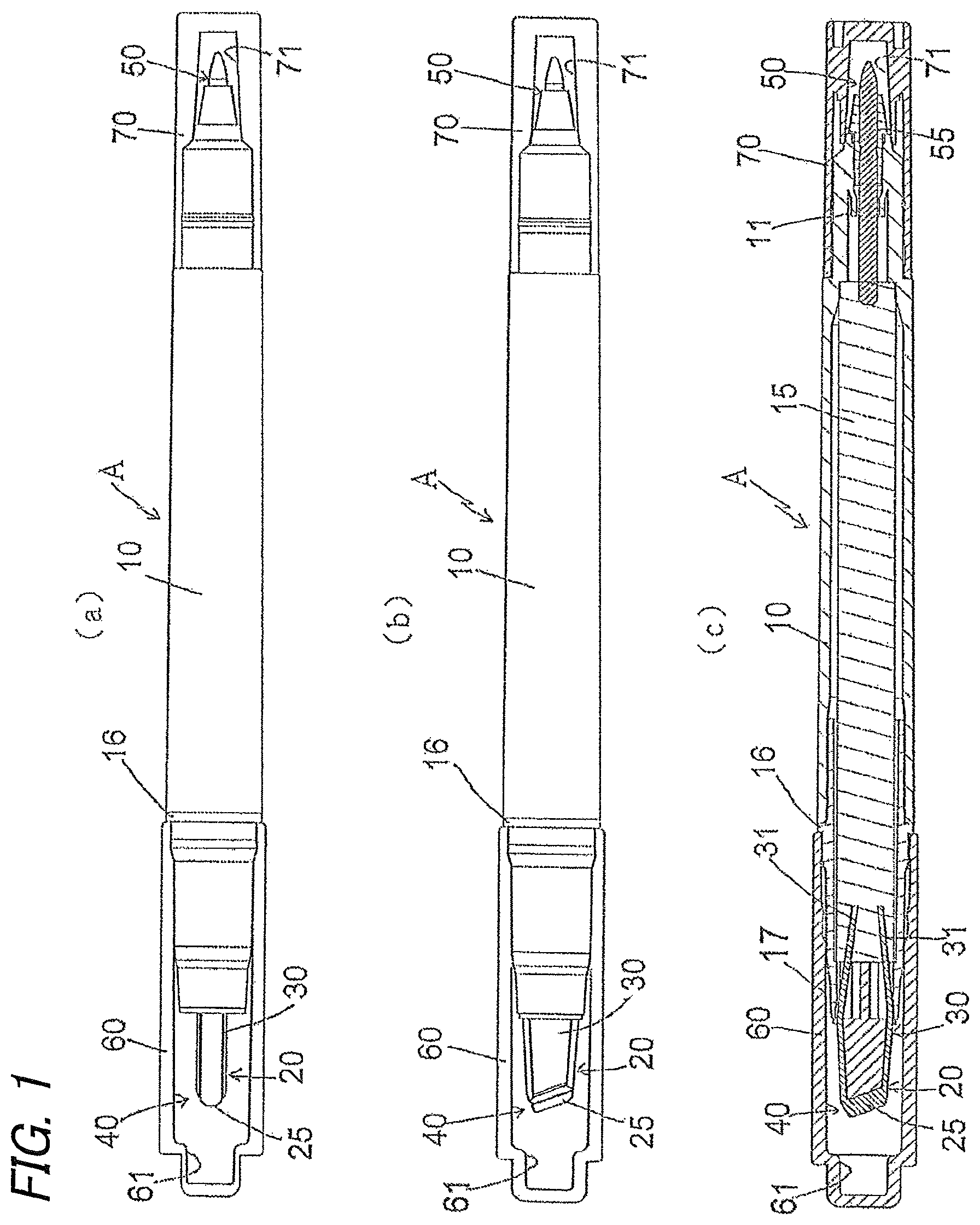 Patent US12325255 — Writing instrument — Figure 1