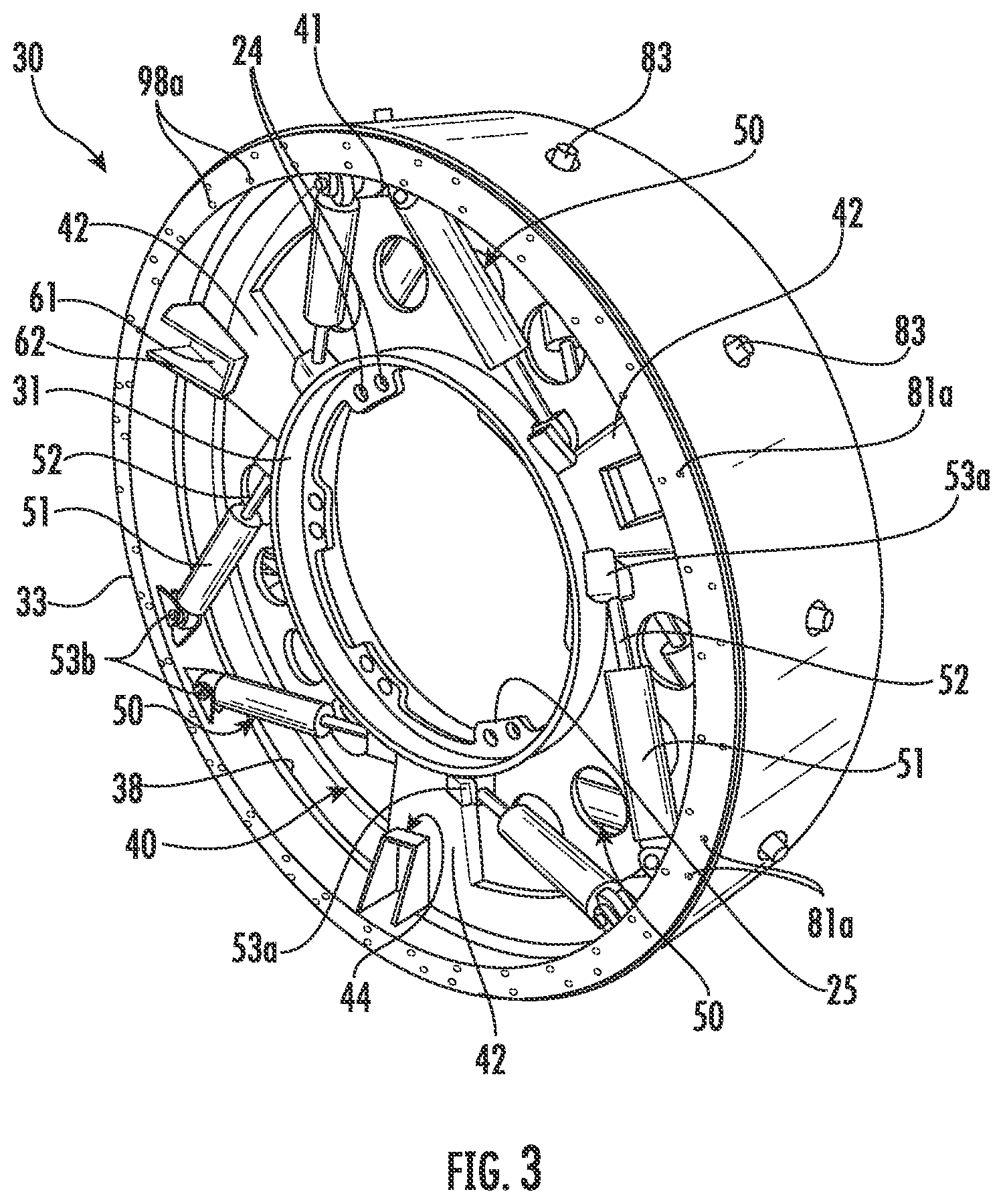 Patent US12325264 Figure 3 – Wheel assembly including inboard side outer rim coupled ring defining a mechanical stop and related methods