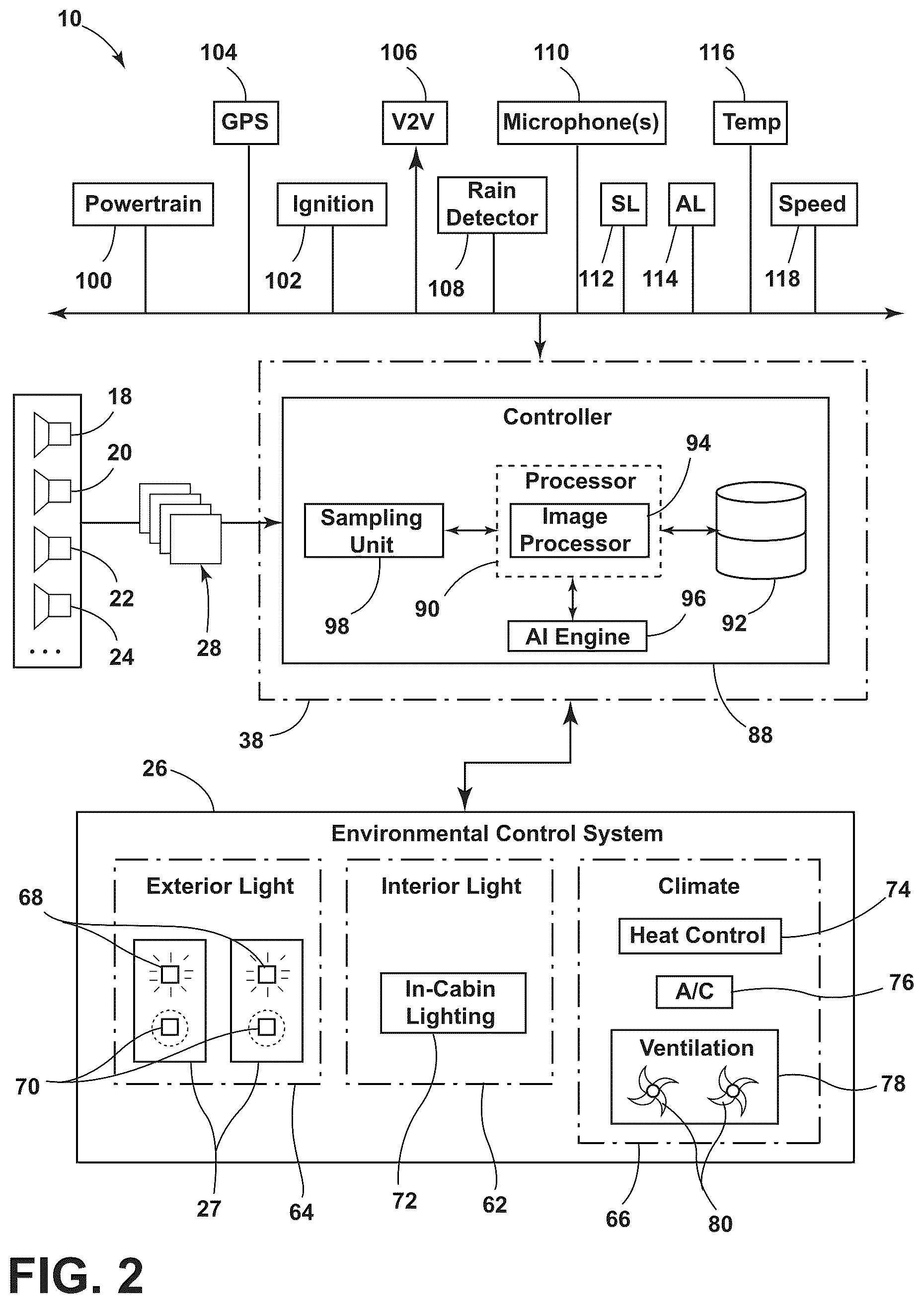 Patent US12325279 — Localized brightness detection for a vehicle — Figure 1