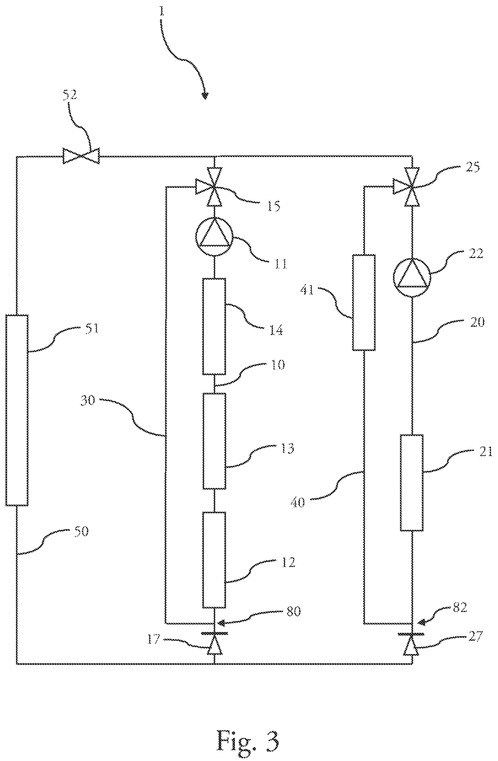 Patent US12325281 — Heat transfer liquid circuit — Figure 1