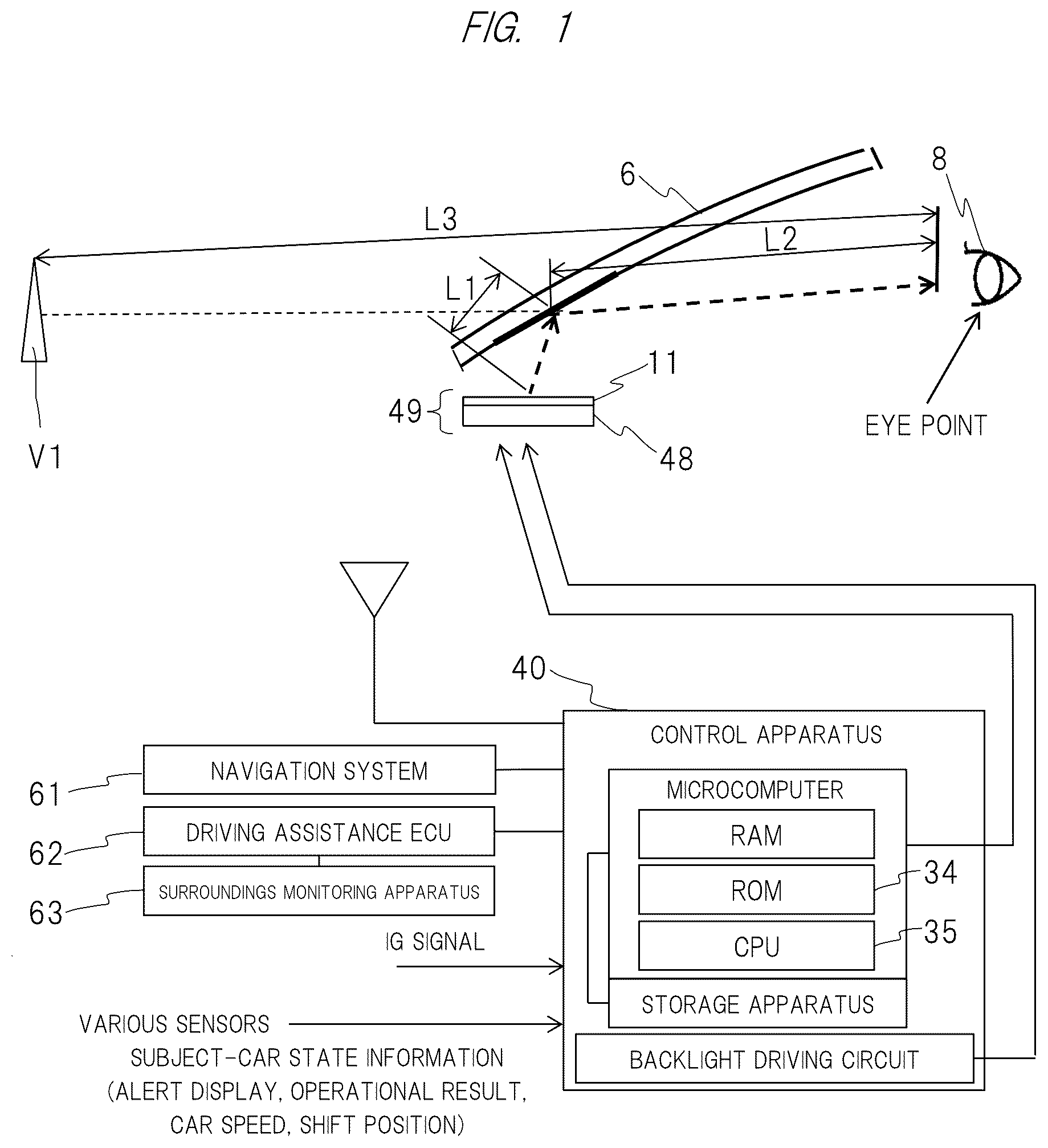 Patent US12325302 — Light source apparatus, and information display system and head-up display apparatus using the same — Figure 1