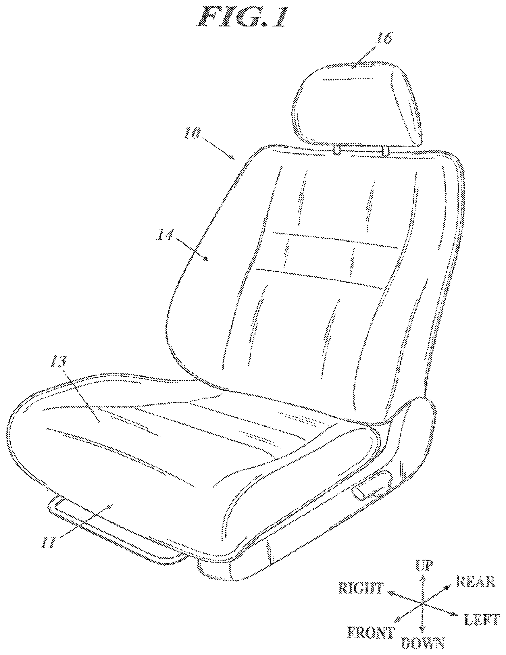 Patent US12325343 — Sensor disposition structure in seat — Figure 1