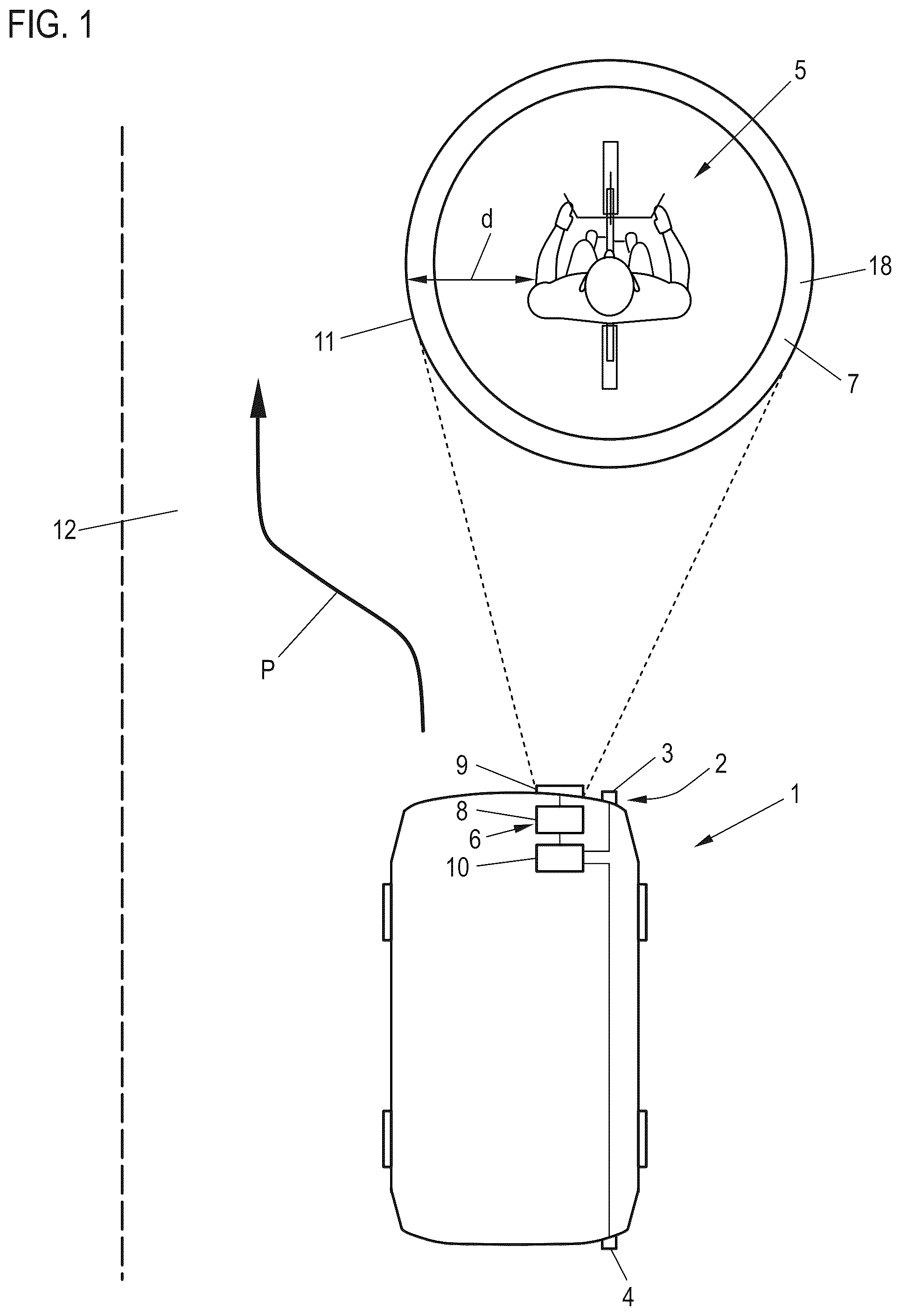 Patent US12325355 — Motor vehicle and method for guiding such a motor vehicle — Figure 1