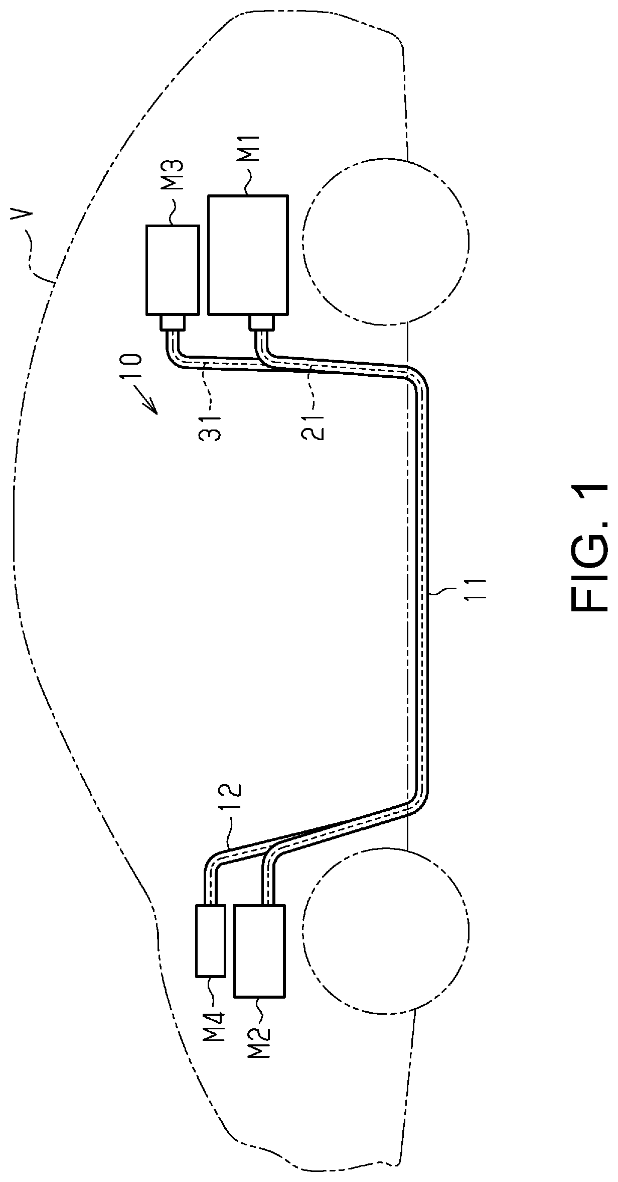 Patent US12325366 Figure 1 – Composite wire harness