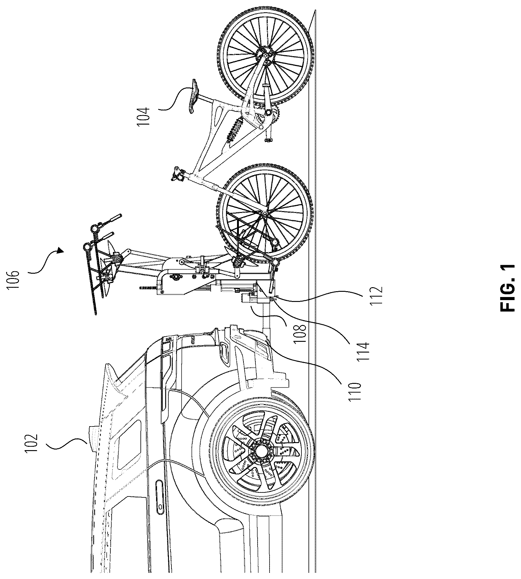 Patent US12325383 Figure 1 – Motorized rack for a vehicle