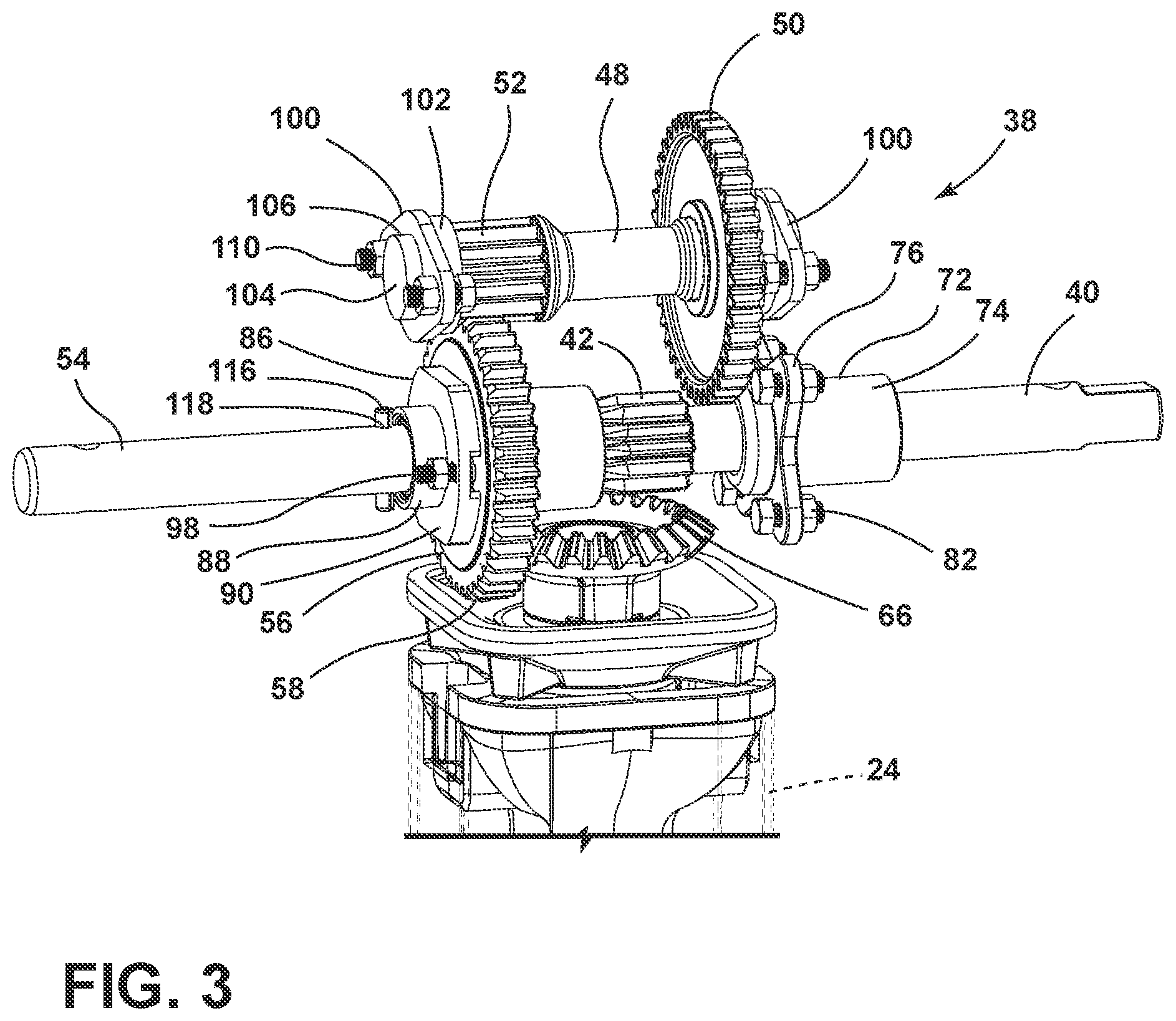 Patent US12325387 Figure 3 – Landing gear assembly