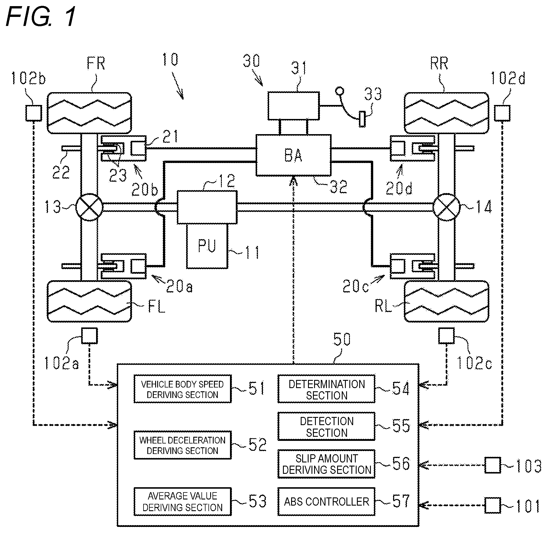 Patent US12325401 — Braking control device for vehicle — Figure 1