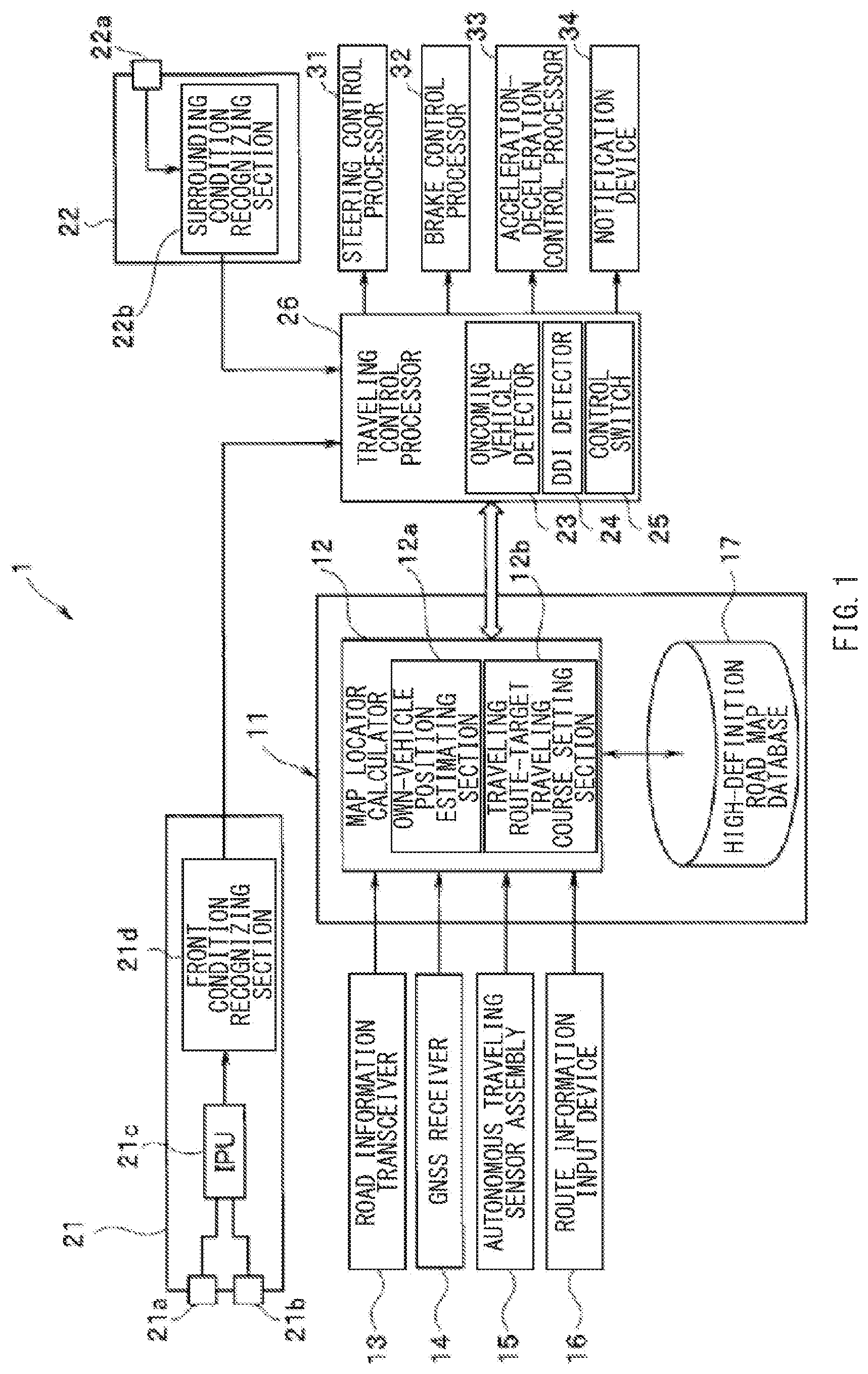 Patent US12325422 Figure 1 – Vehicle drive assist apparatus