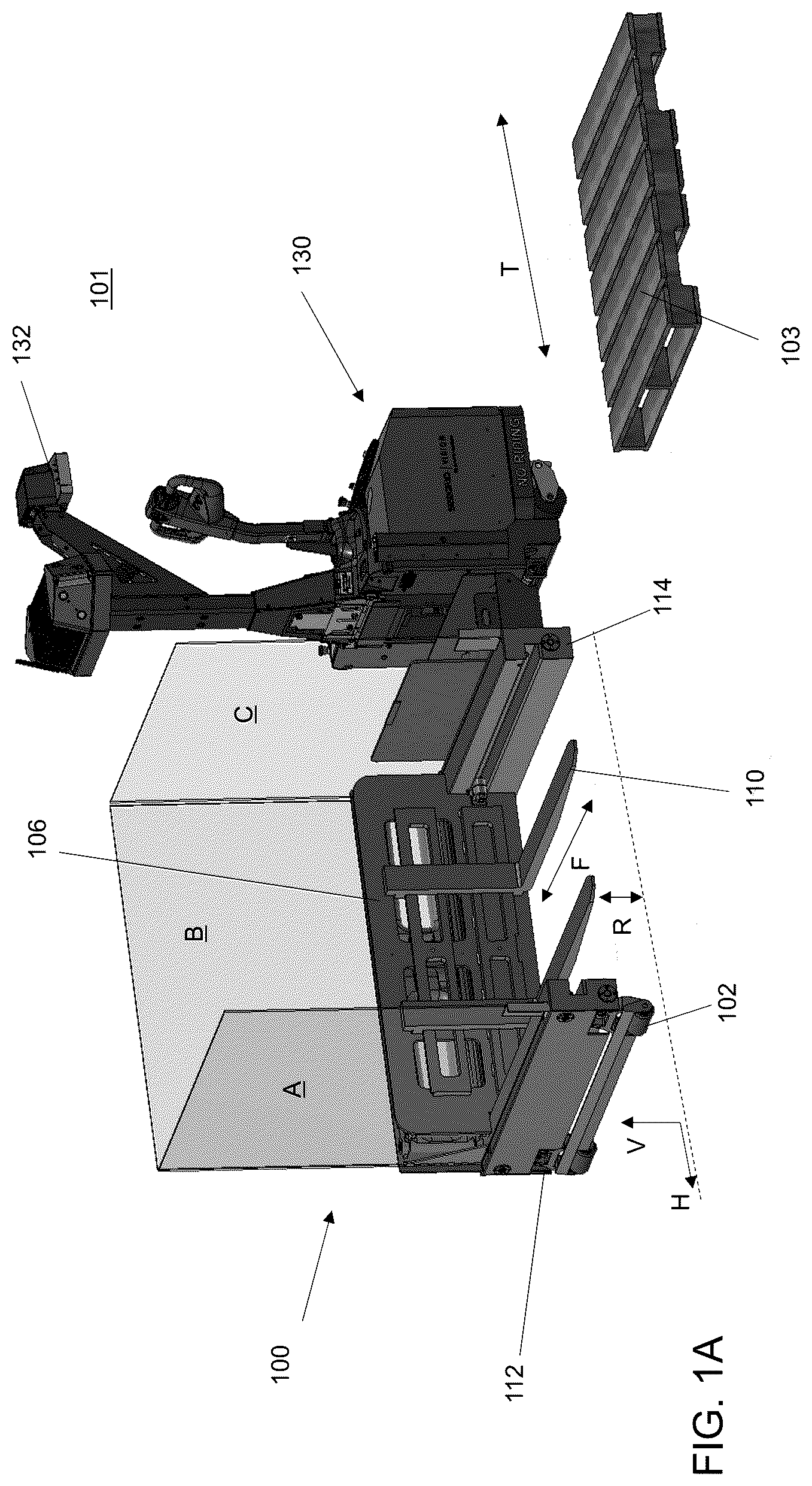 Patent US12325460 — Laterally operating payload handling device — Figure 1