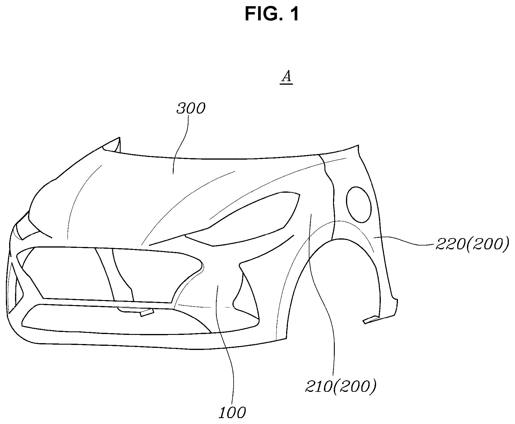 Patent US12325467 — Front part assembly for mobility device, front-part-integrated mobility device including the same and method of assembling the front-part-integrated mobility device — Figure 1