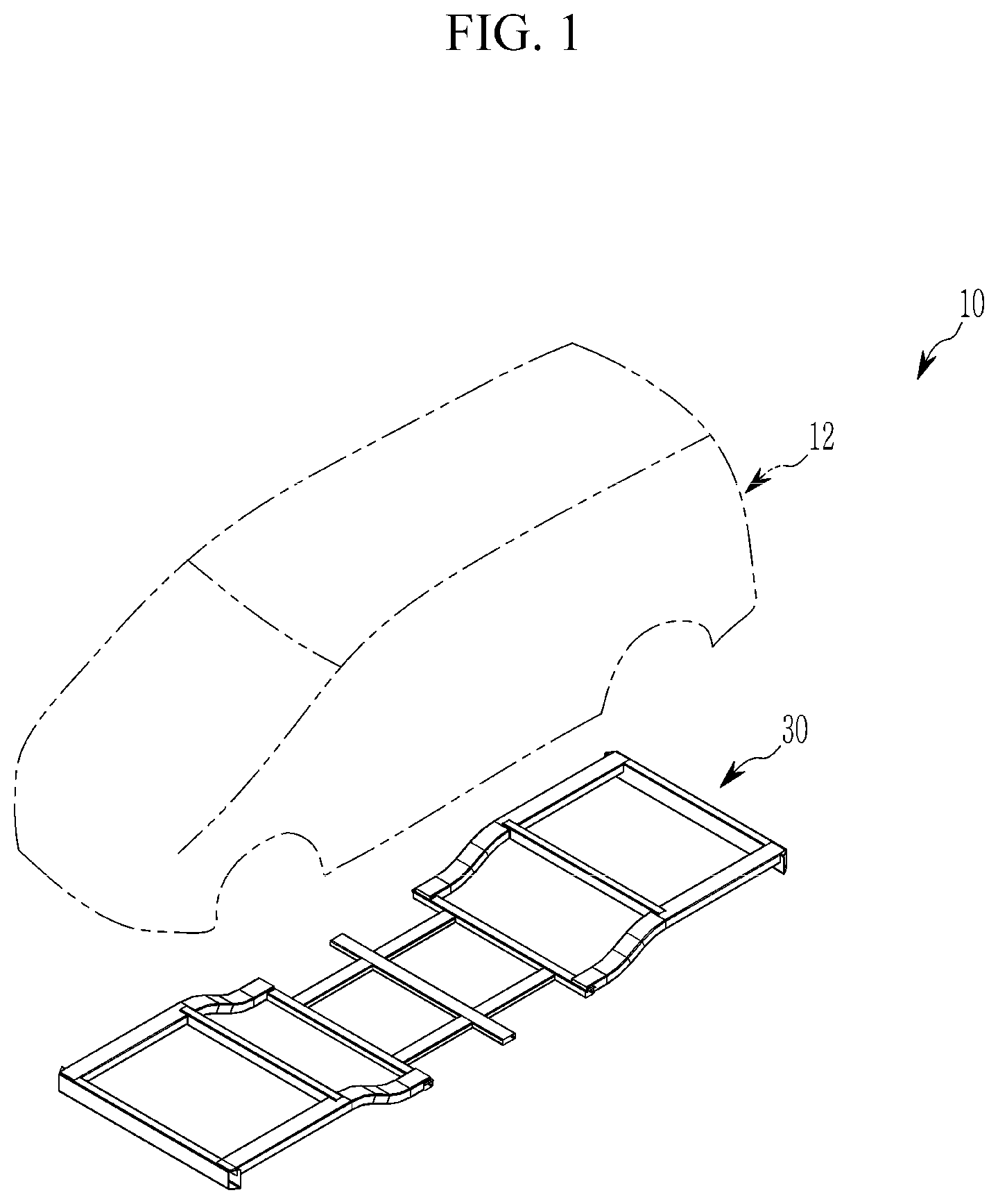 Patent US12325468 Figure 1 – Rear vehicle body connection structure