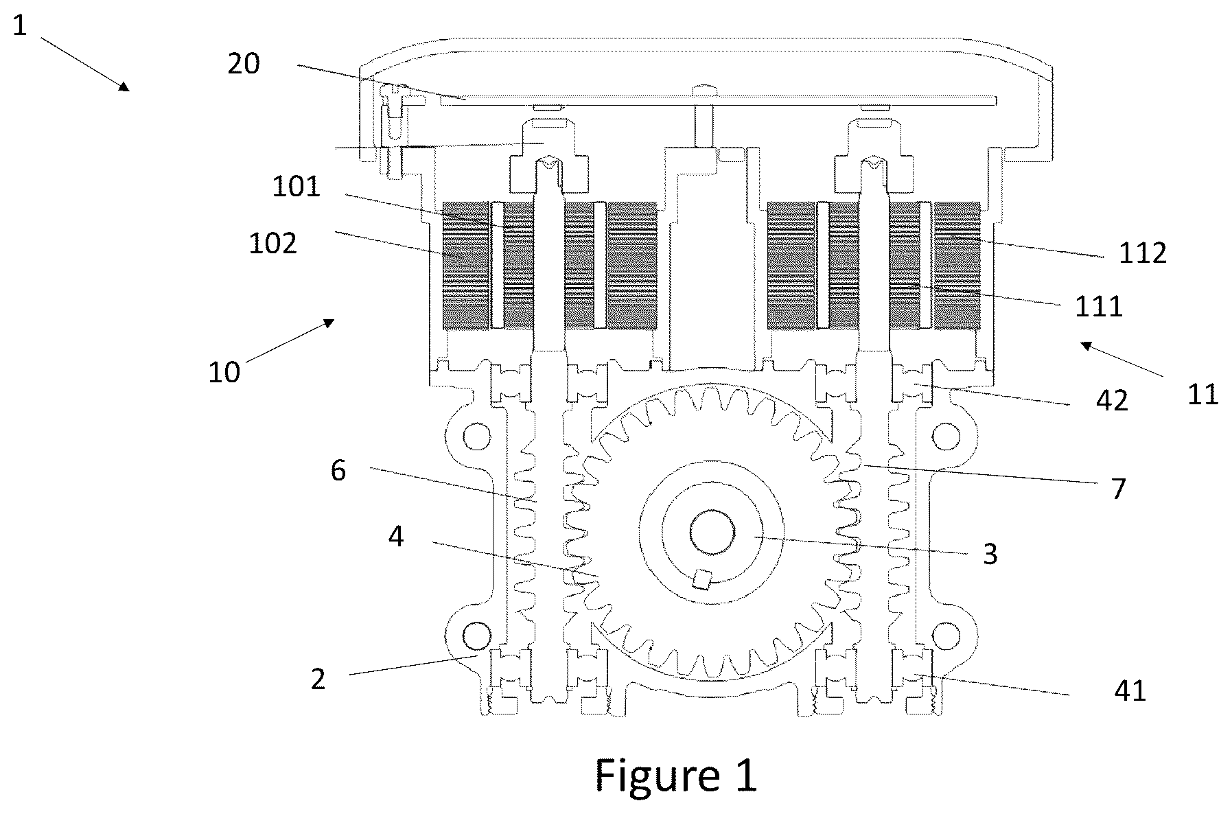 Patent US12325473 — Dual motor drive assembly — Figure 1