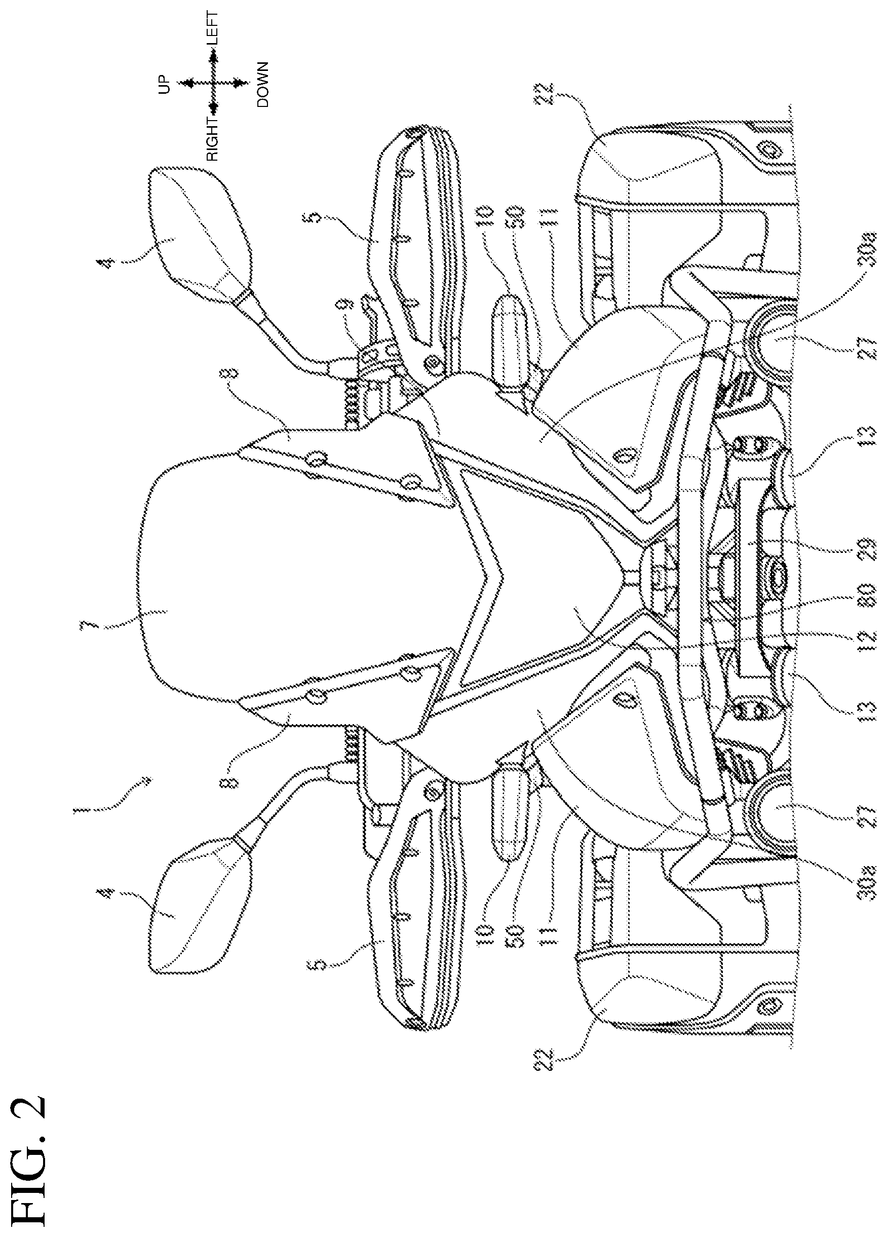 Patent US12325479 Figure 2 – Saddled vehicle with unobtrusive air guide mounting