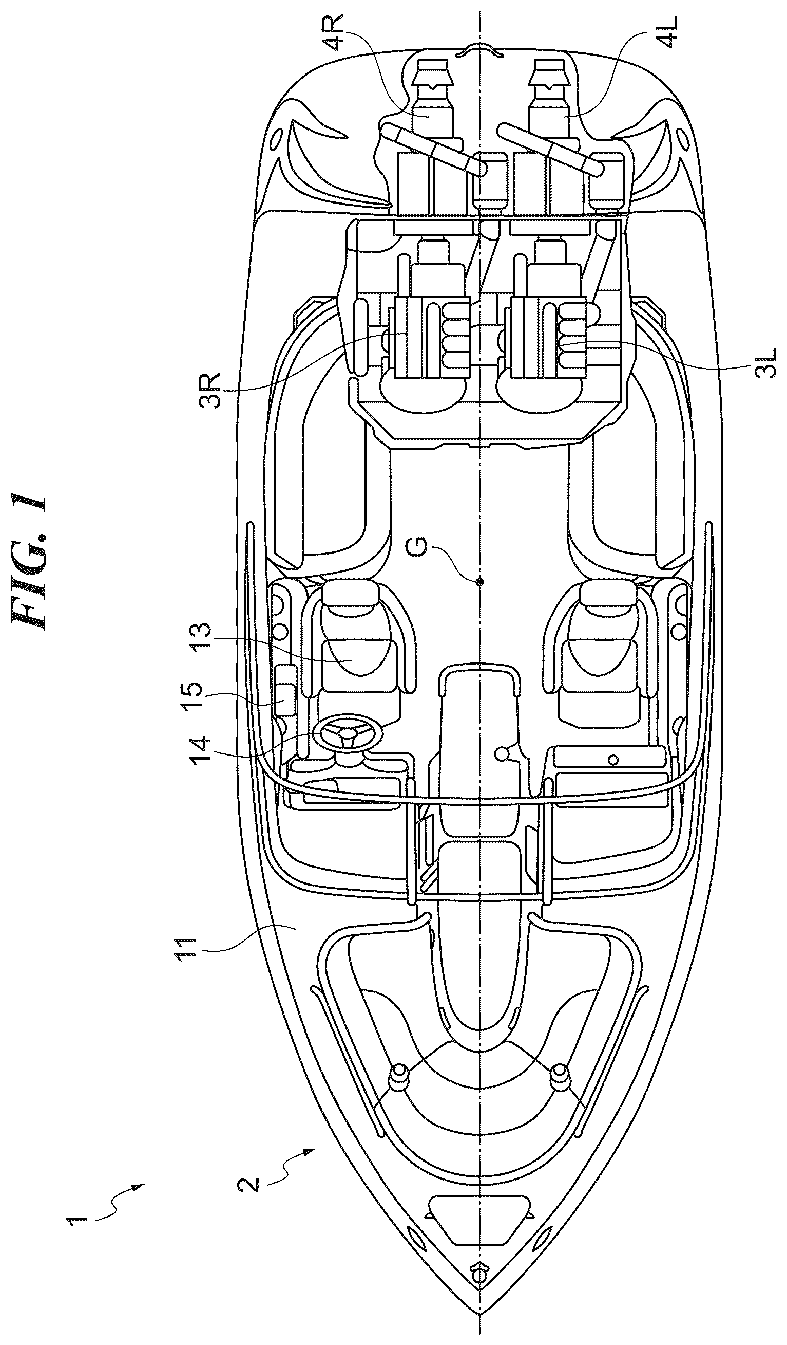 Patent US12325503 — Marine vessel maneuvering support system, and marine vessel — Figure 1
