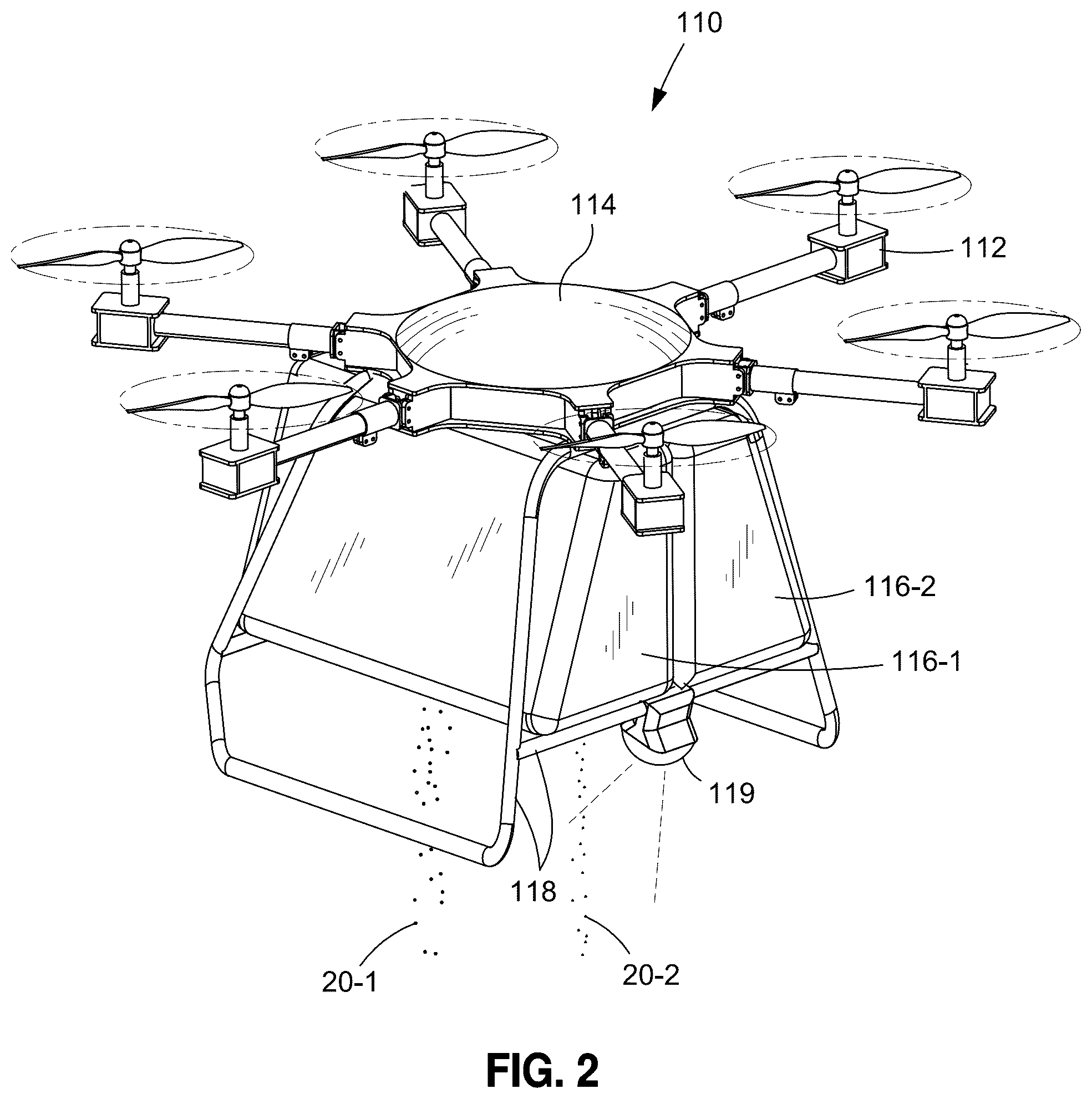 Patent US12325521 — Drone-based payload management — Figure 1