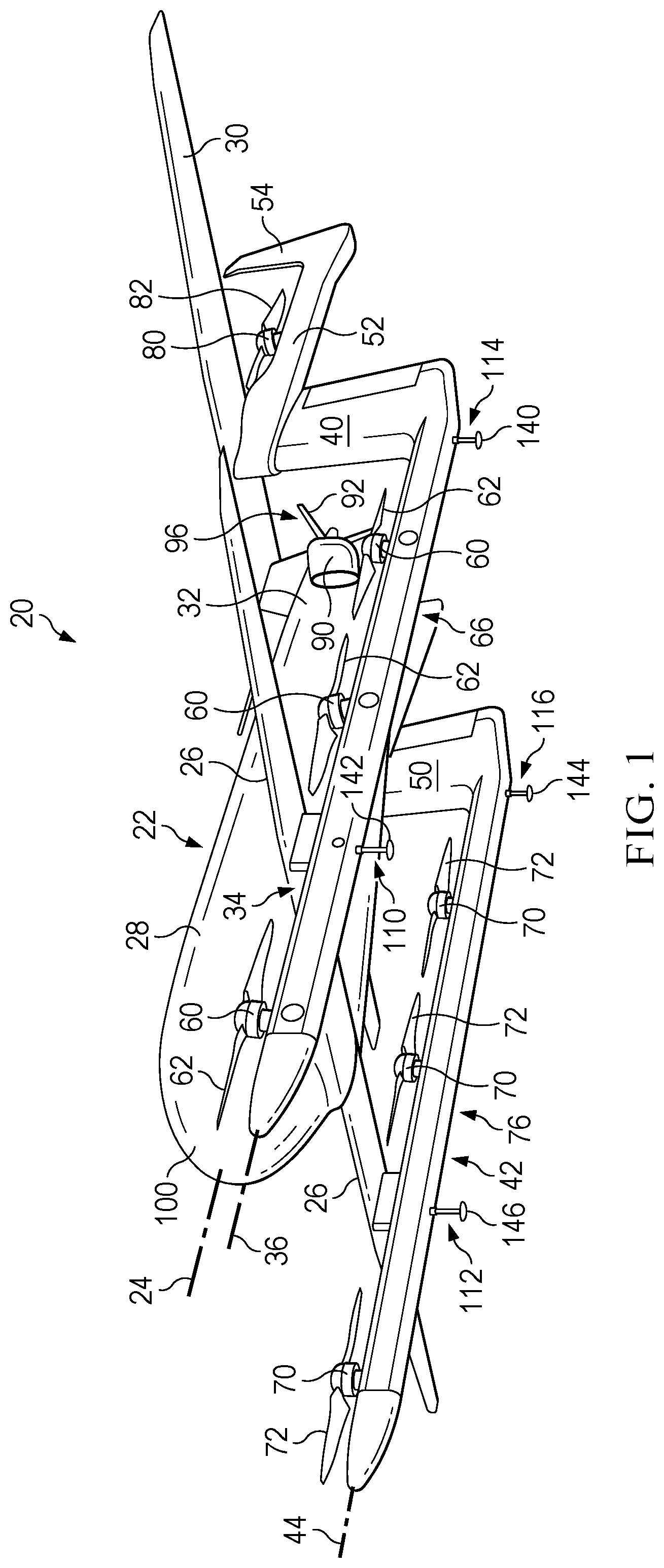 Patent US12325540 — Aircraft with multifunctional structure — Figure 1