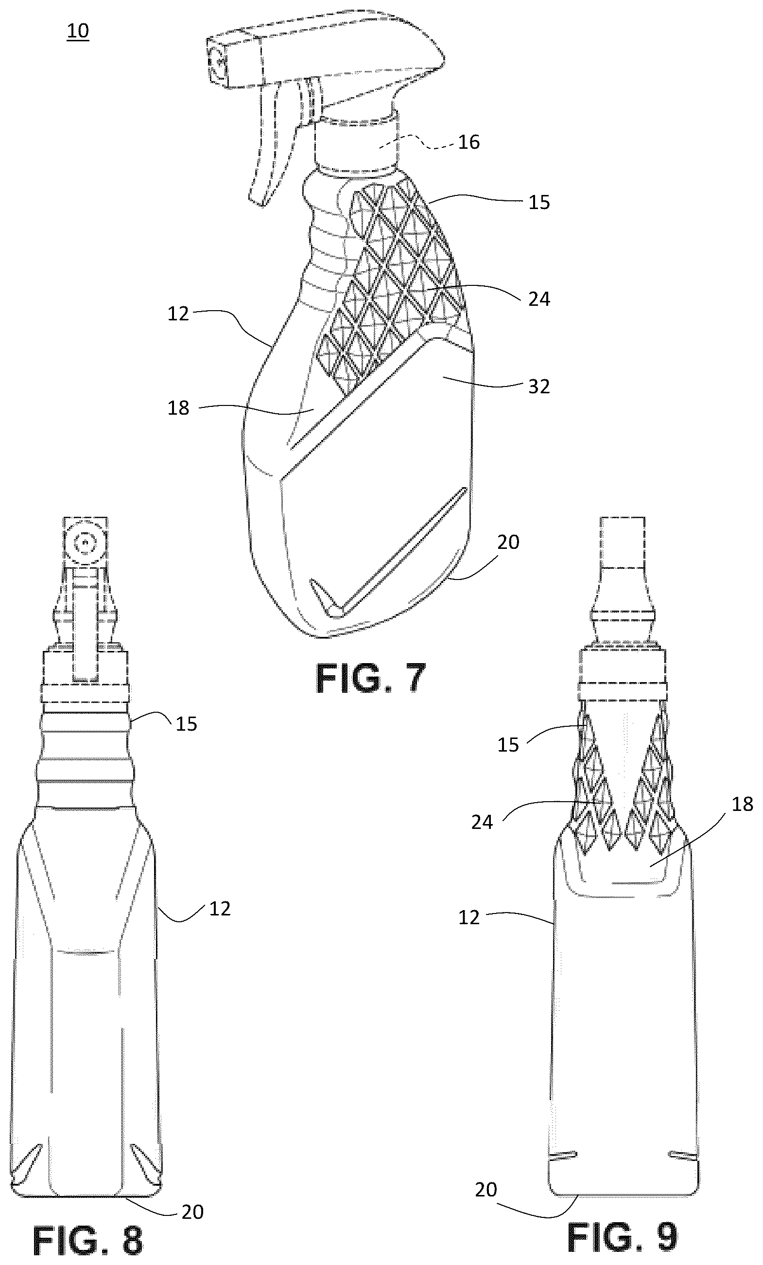Patent US12325554 — Bottle with enhanced gripping facets — Figure 1