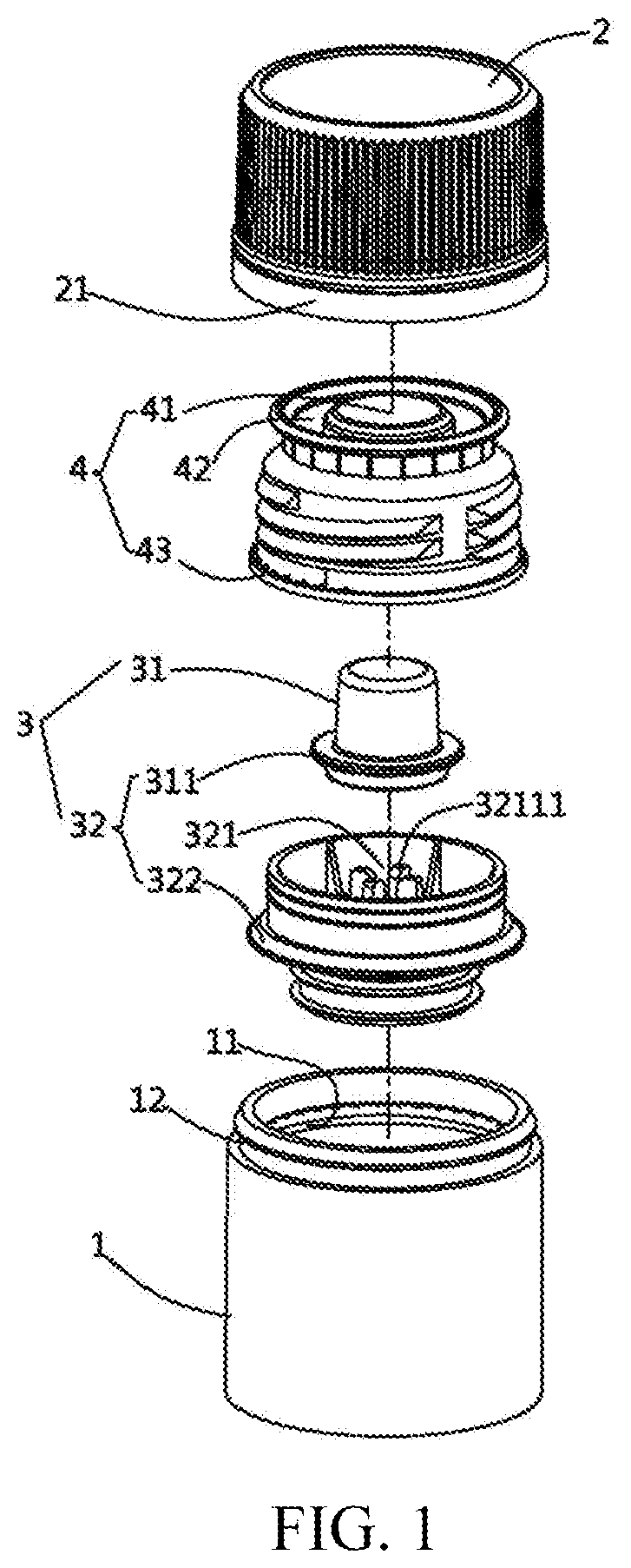 Patent US12325563 — Anti-refill bottle cap — Figure 1