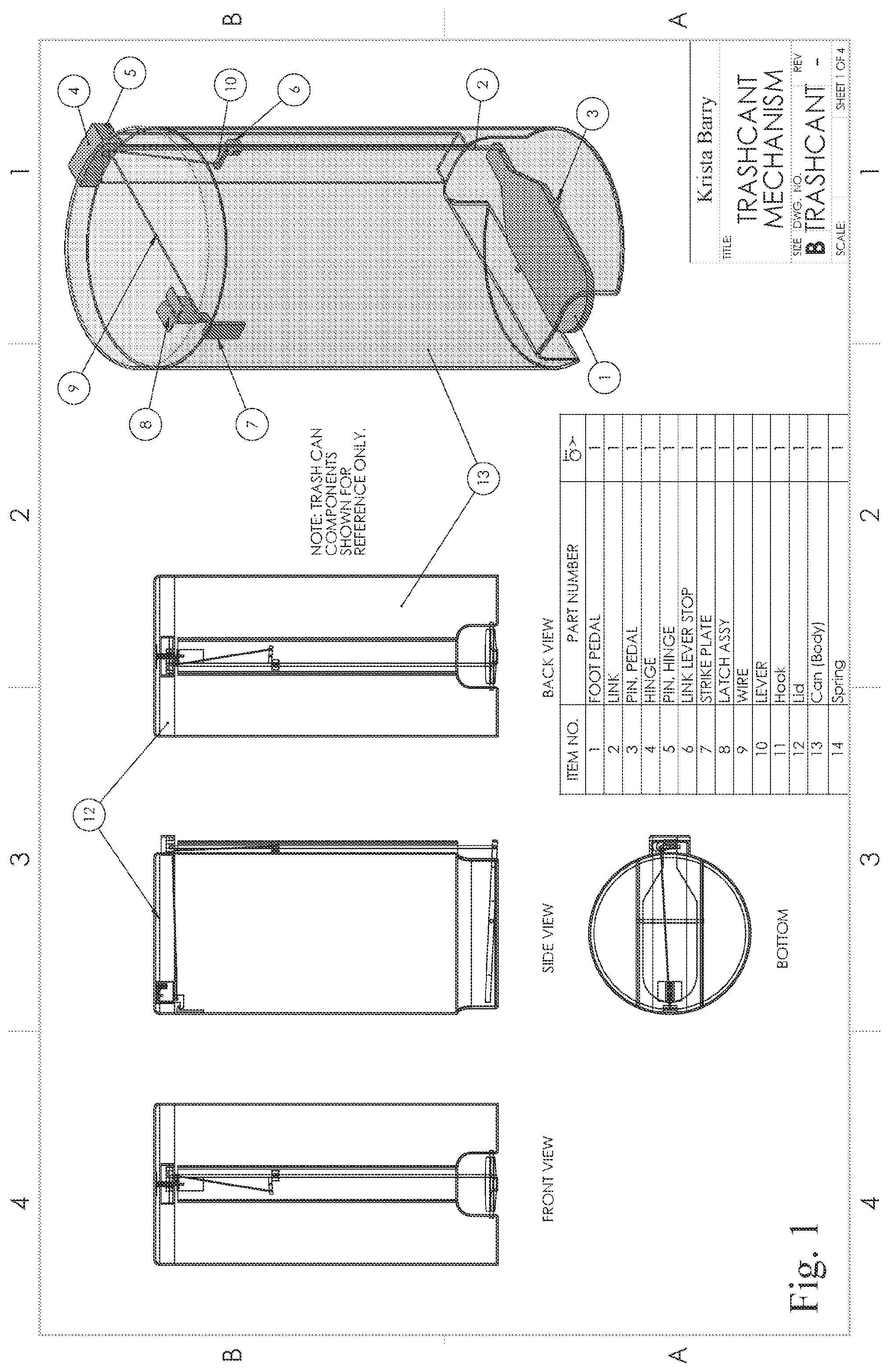 Patent US12325583 — Trash can with auto lid locking mechanism — Figure 1