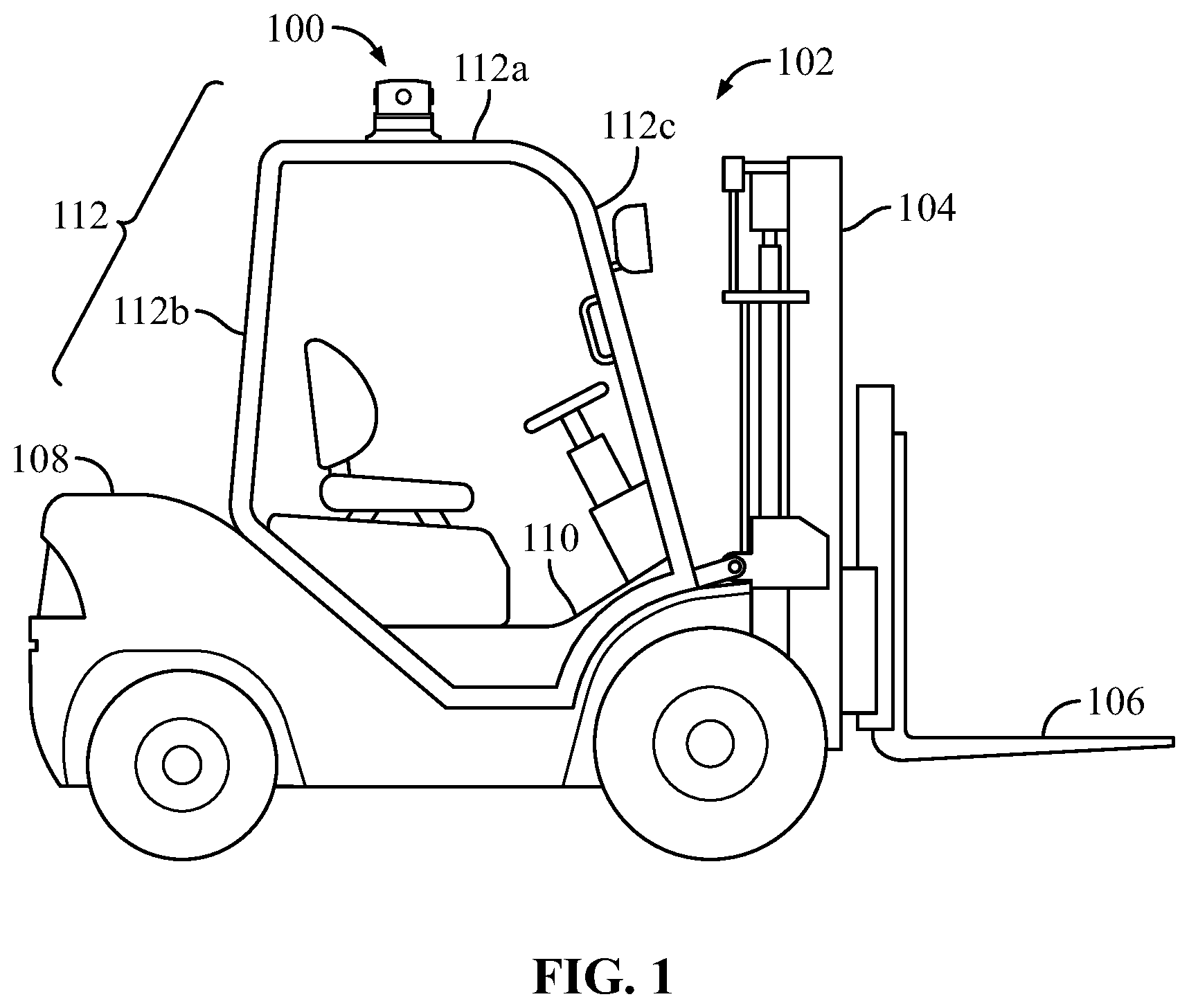 Patent US12325615 — Multifunctional strobe light for forklift — Figure 1