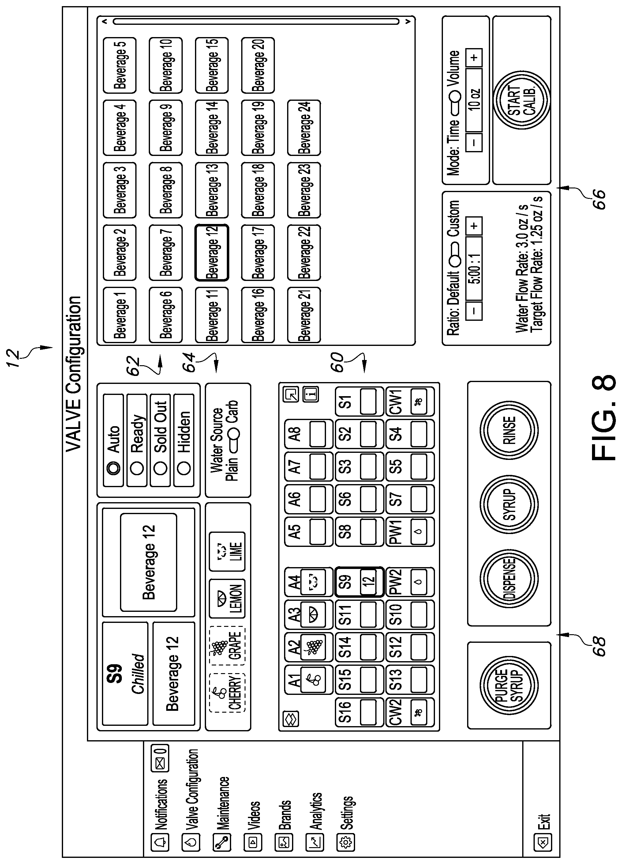 Patent US12325616 Figure 8 – Method and apparatus for configuring and maintaining a beverage dispenser