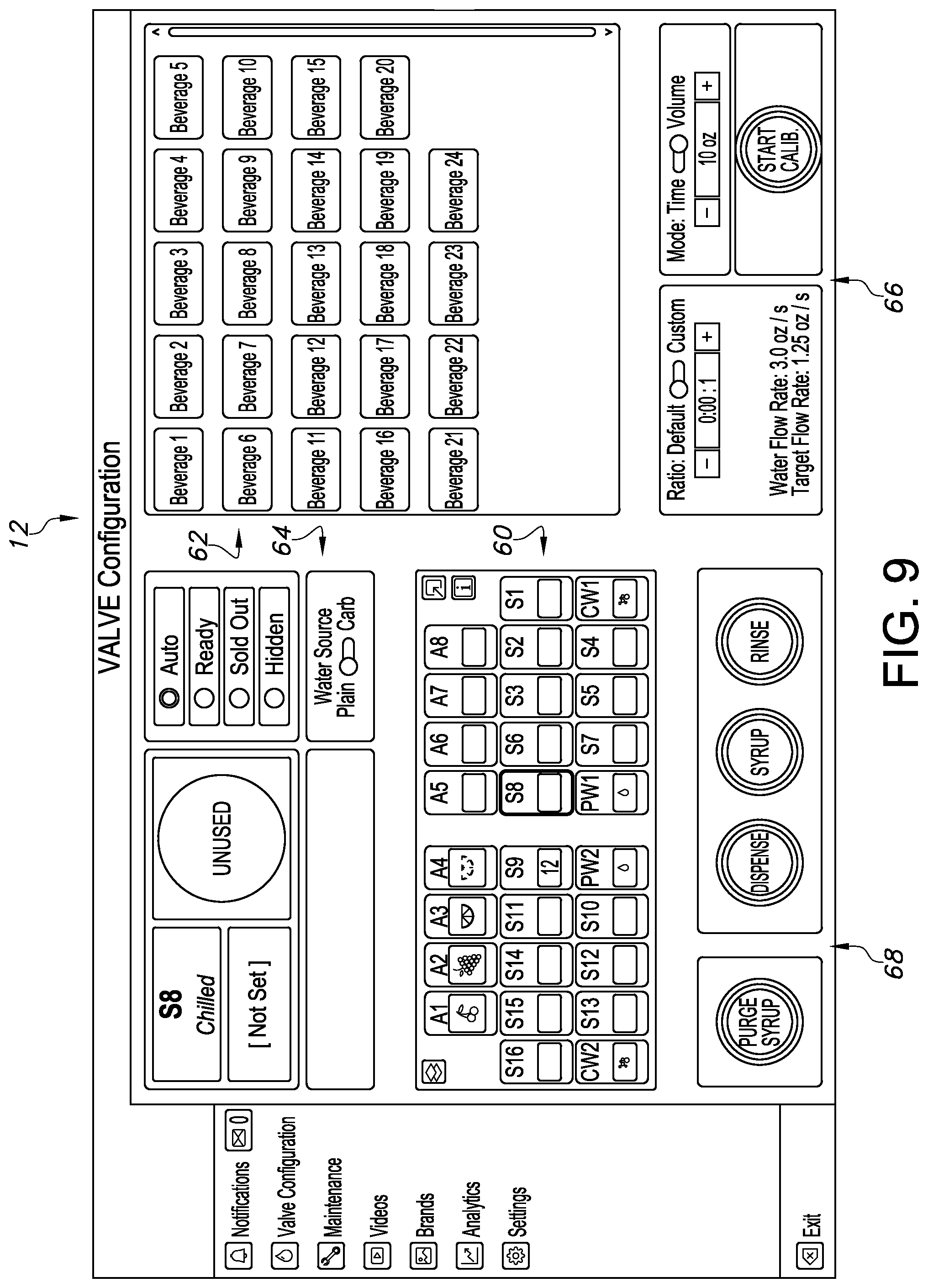 Patent US12325616 Figure 9 – Method and apparatus for configuring and maintaining a beverage dispenser